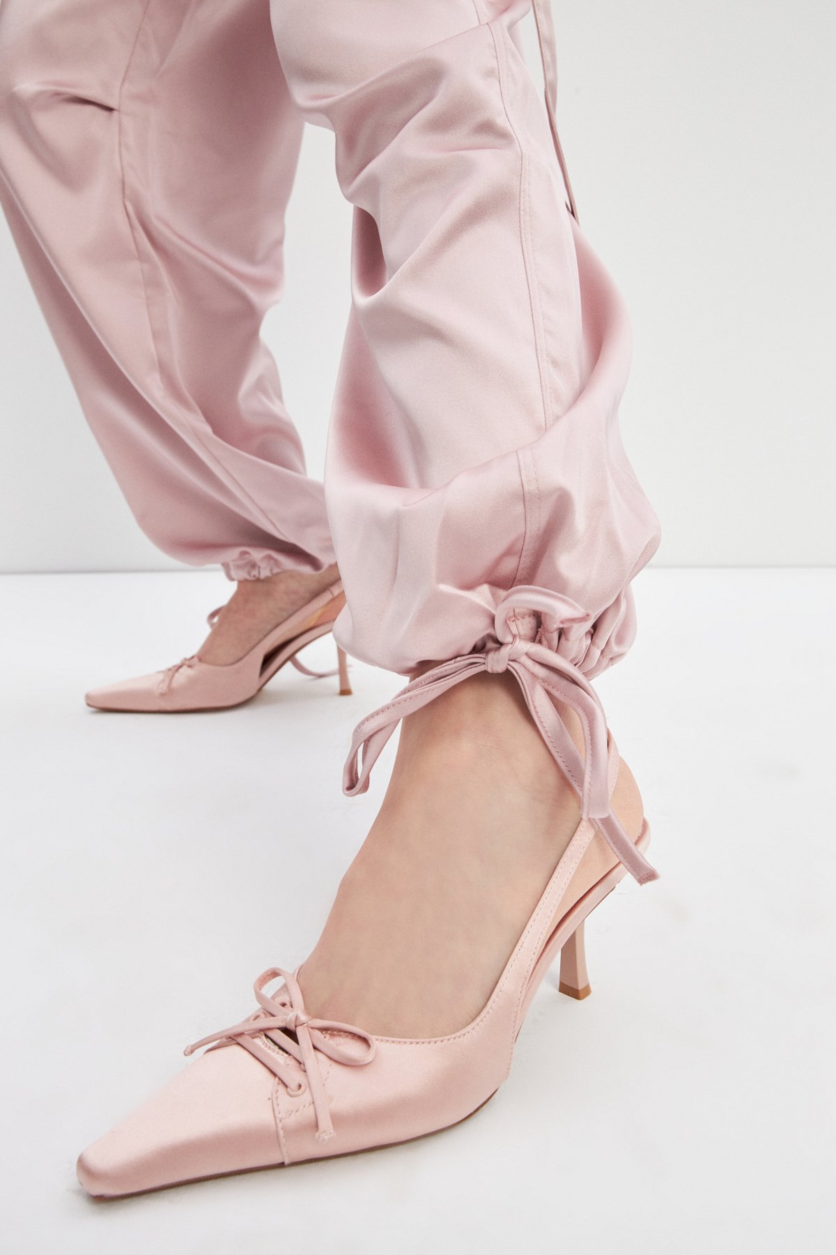 STYLISH SATIN CARGO PANTS - toz pembe