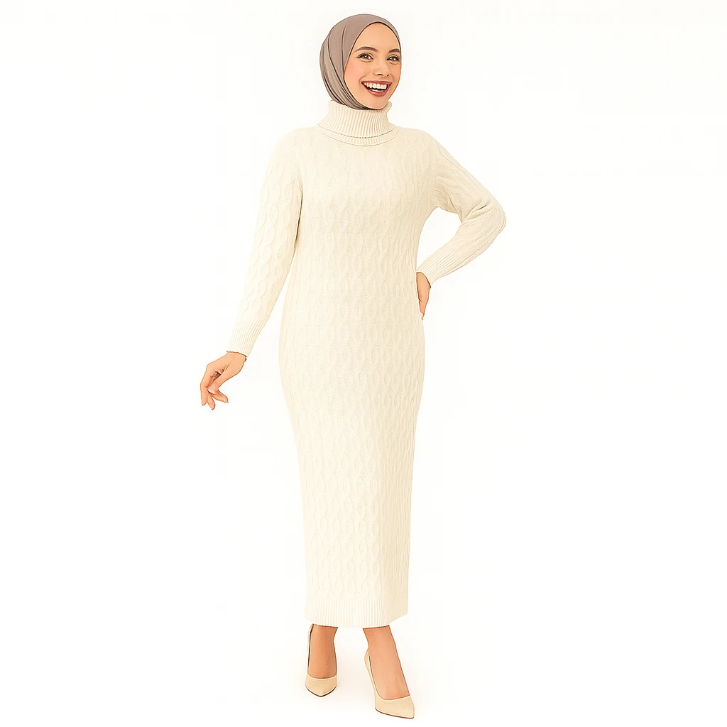 
Balıkcı Yaka Uzun Triko Elbise
