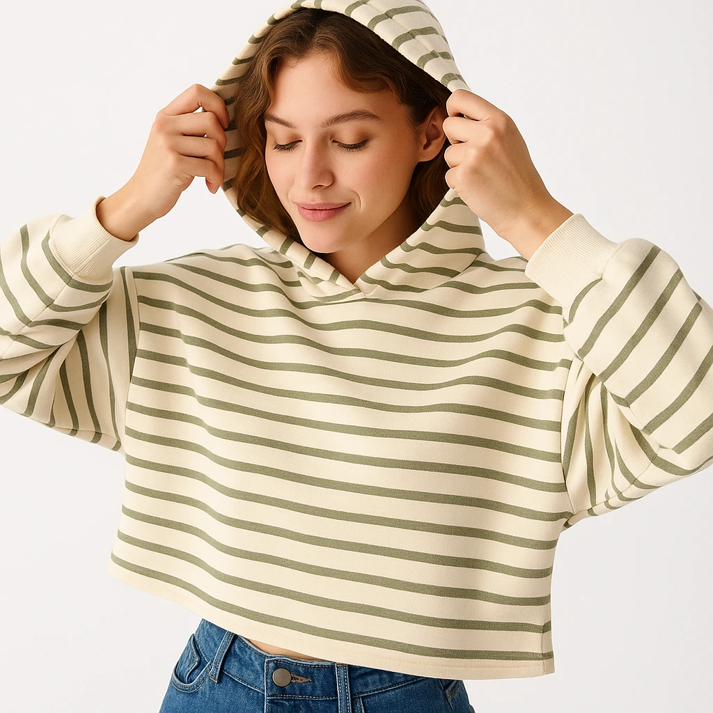 Yeşil-Ekru çizgili