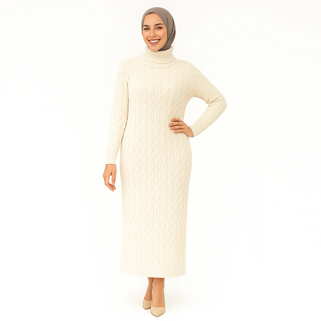 
Balıkcı Yaka Uzun Triko Elbise
