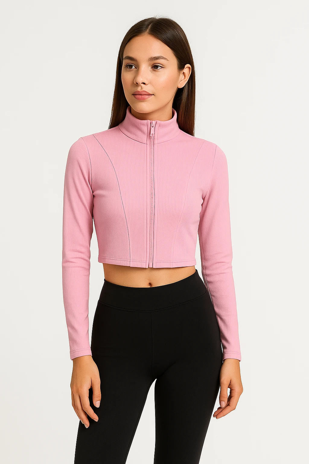 fermuarlı kısa fit crop ceket