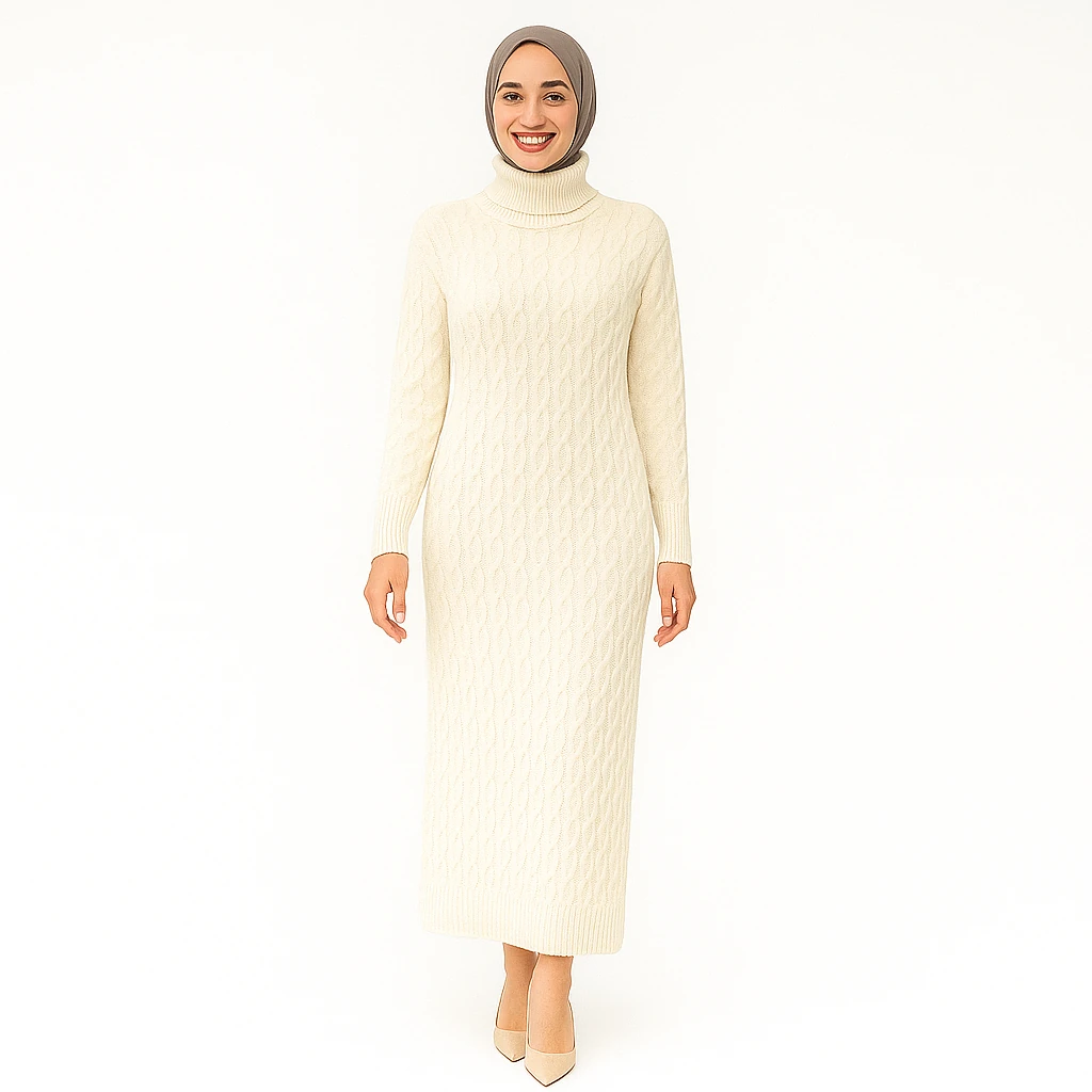 
Balıkcı Yaka Uzun Triko Elbise
