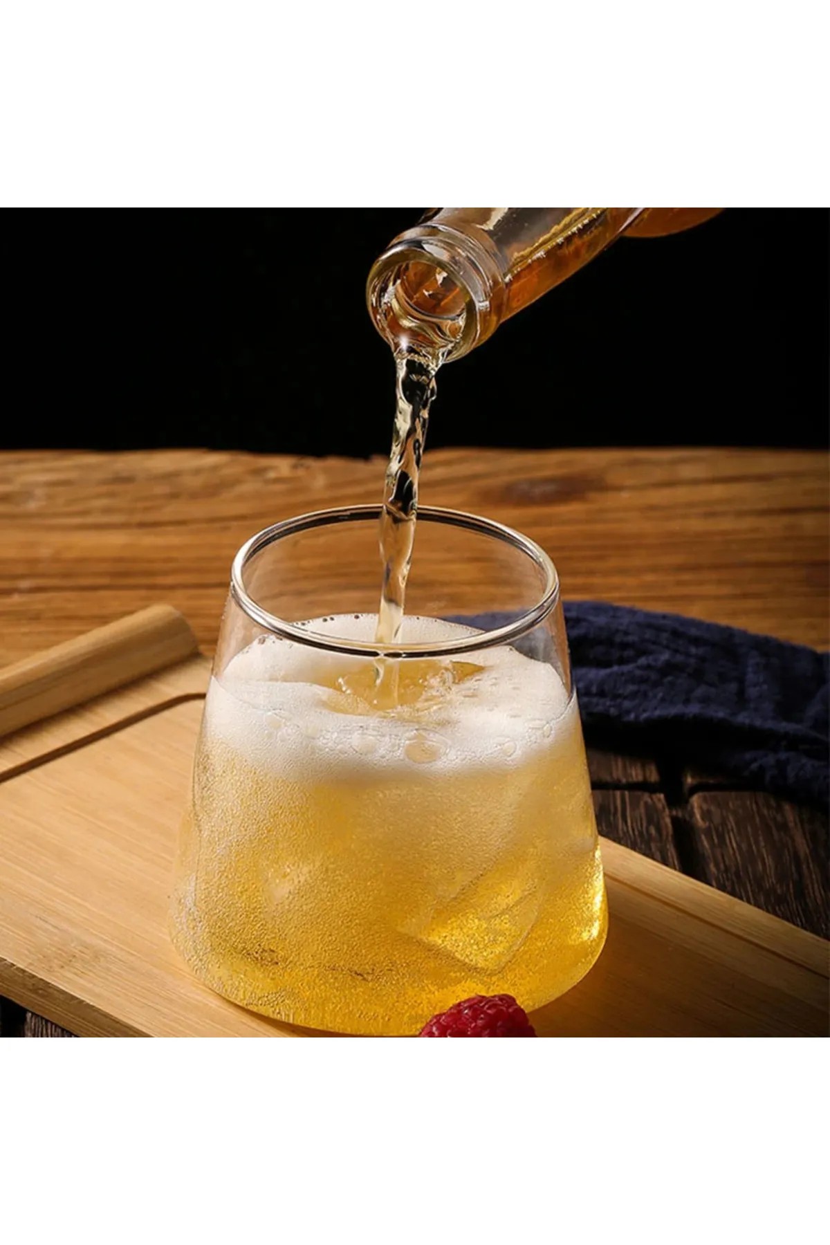 Japon Tarzı Fuji Dağ Cam Bardak 350ml Koni Bardak