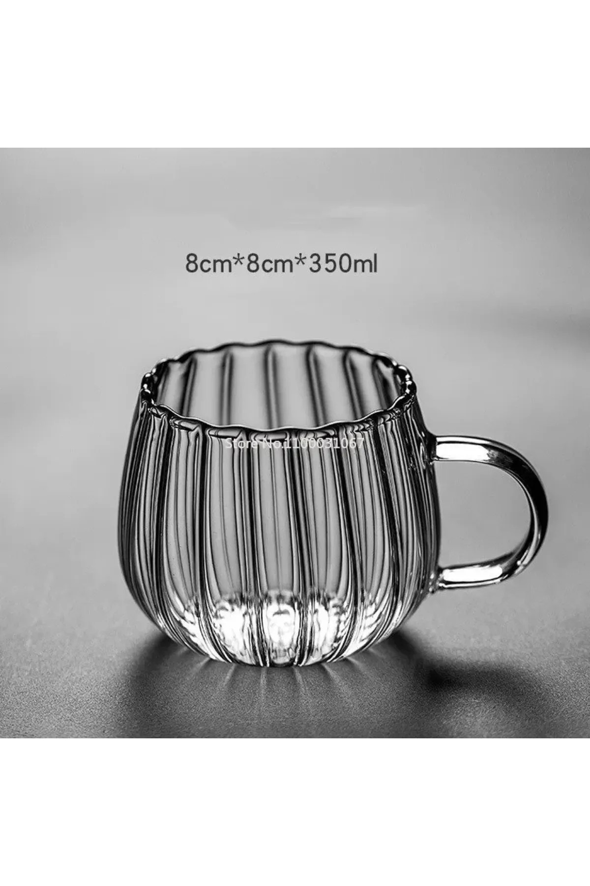 Çizgi Tasarımlı Cam Bardak Kahve Sunum Bardağı 350ml