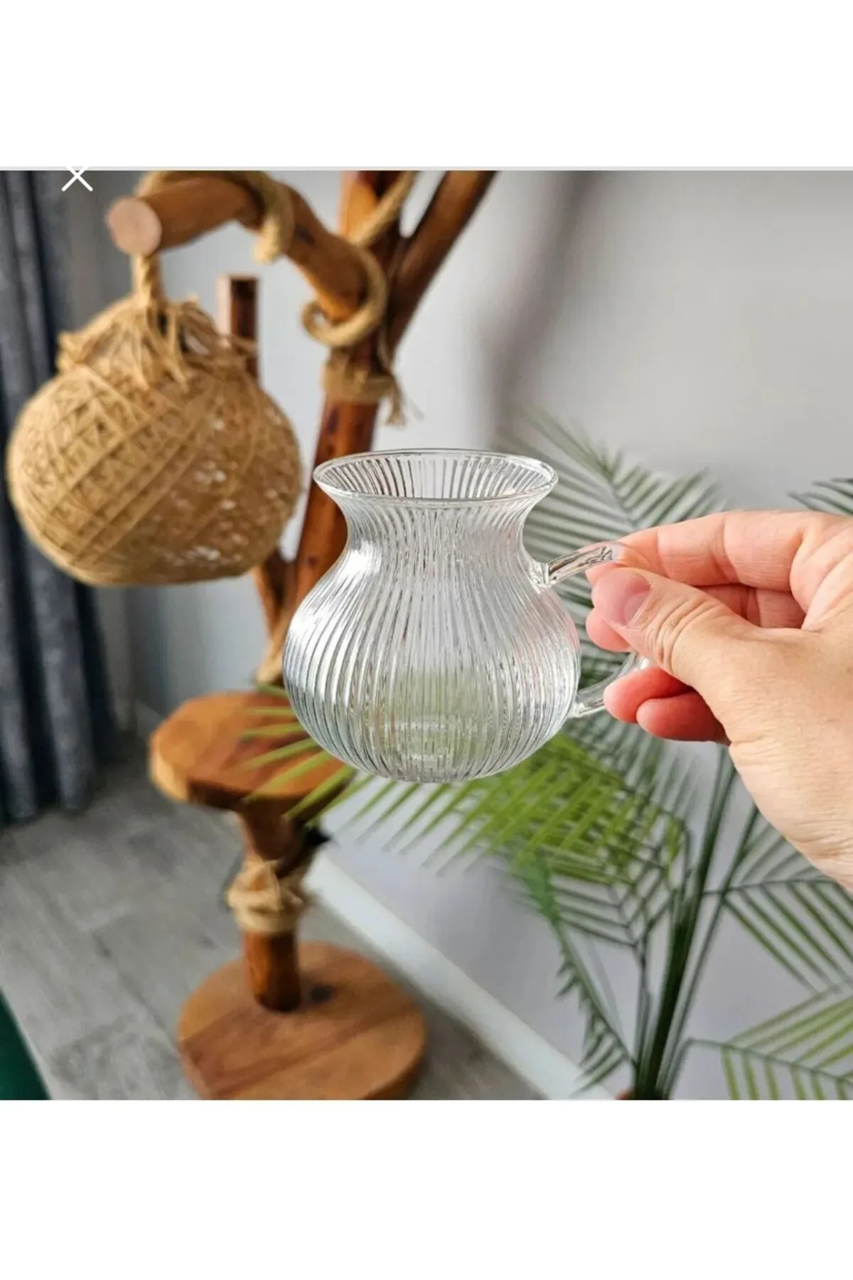  Origami Stil 6lı Keyfı Ala Borosilikat Cam Kulp Çay Bardağı