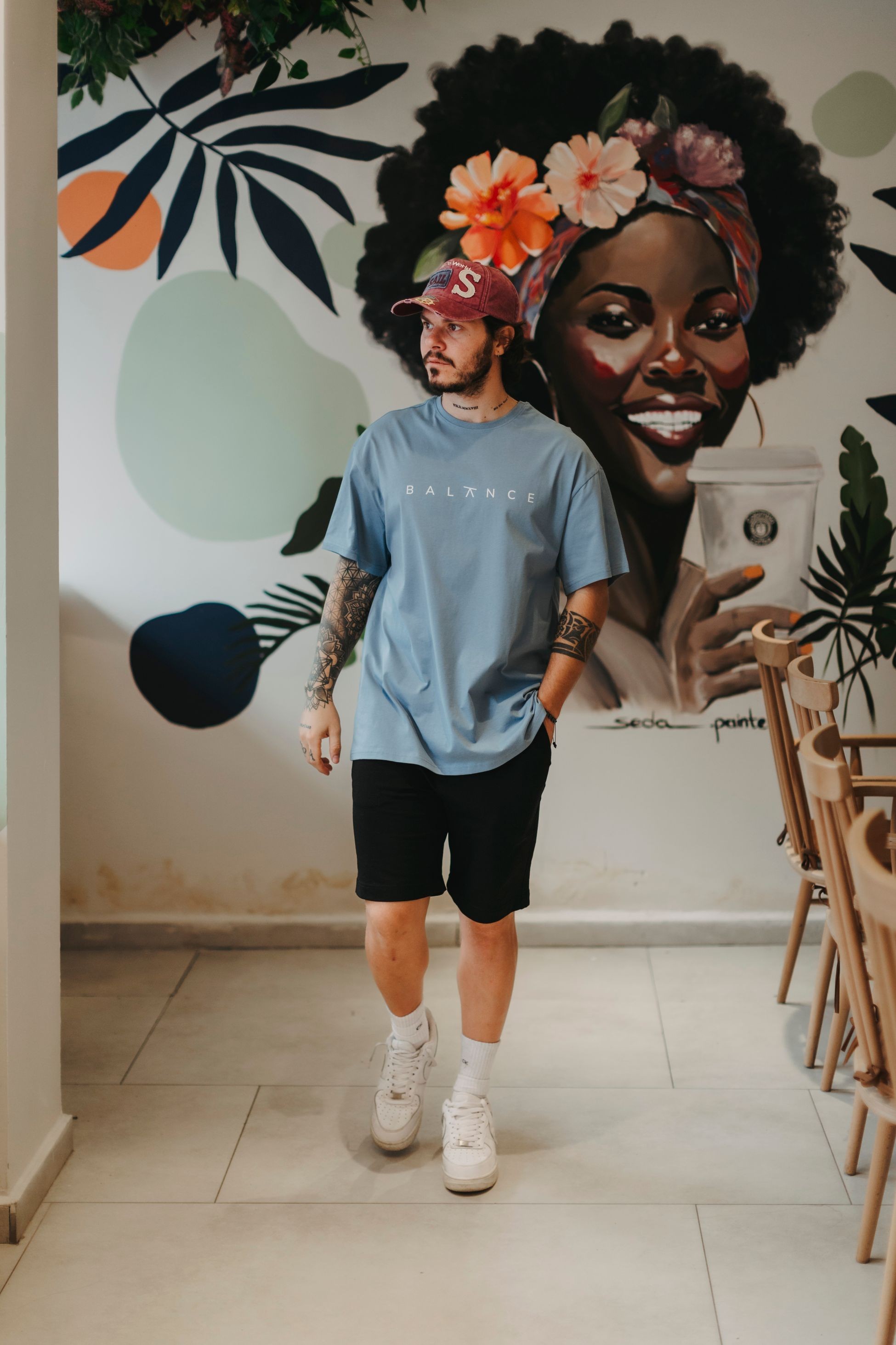 Balance Antrasit Mavi Oversize T-Shirt