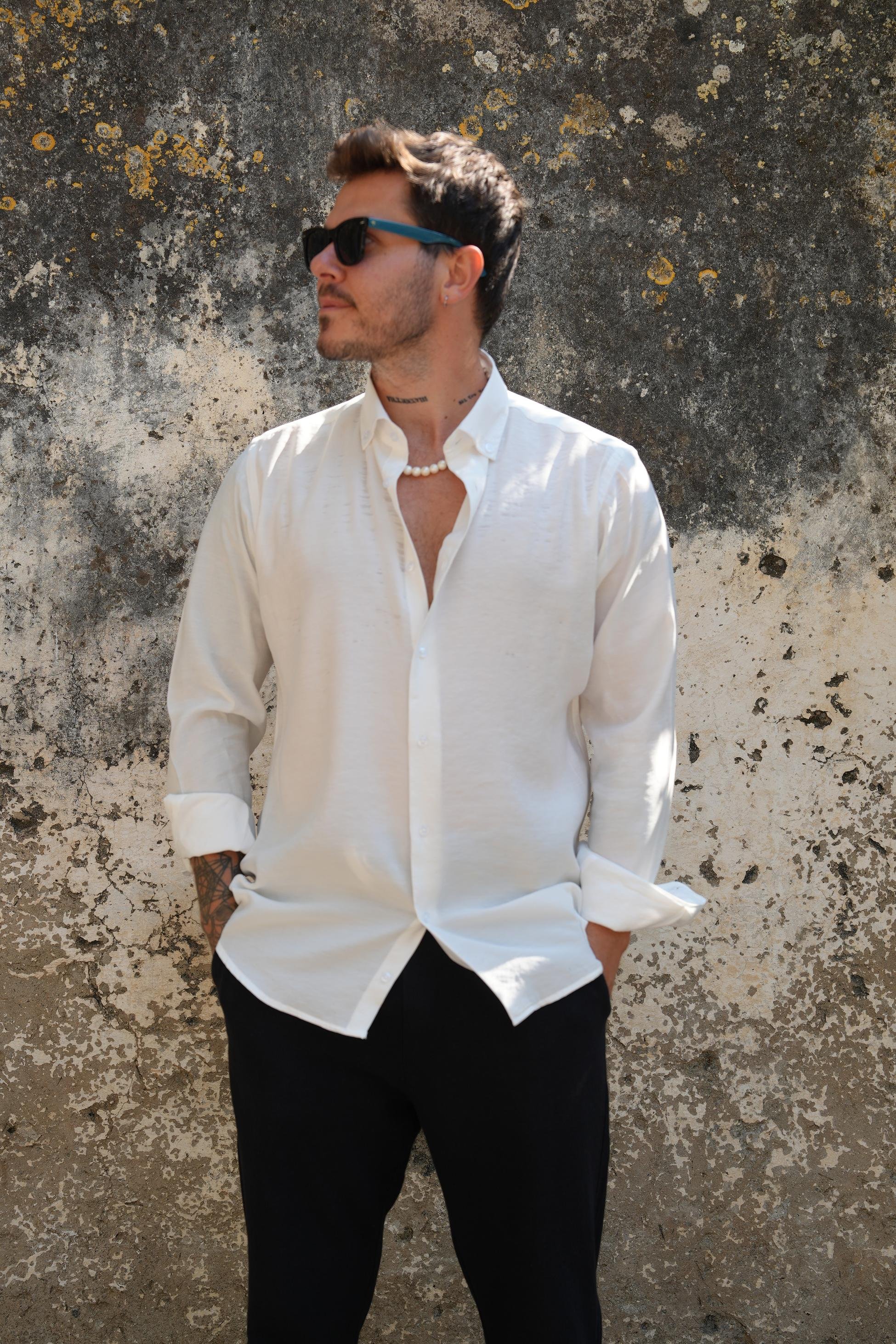 Copacabana Beyaz Modal Gömlek Slim Fit