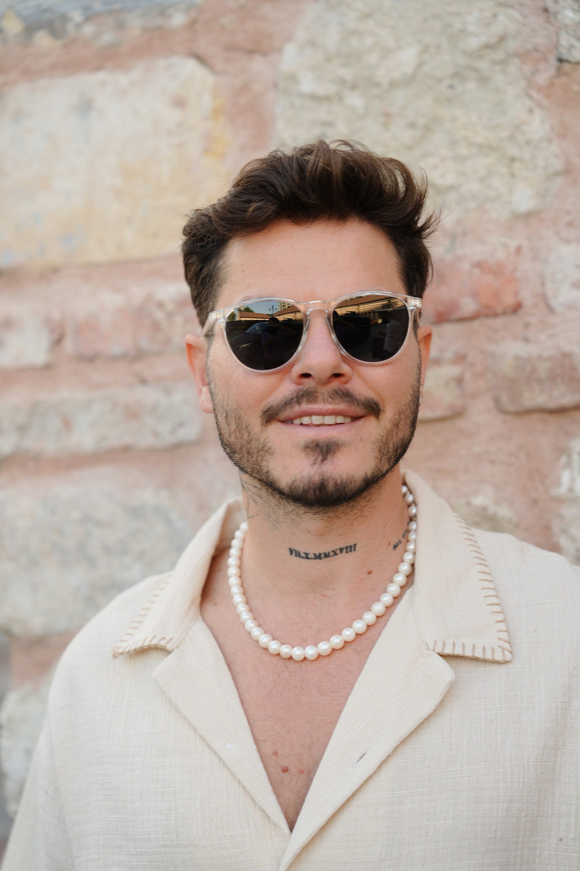 Retro transparent large frame sunglasses with black tinted lenses, Oversized men sunglasses, Round super dark sunglasses Thesezaraccesories
