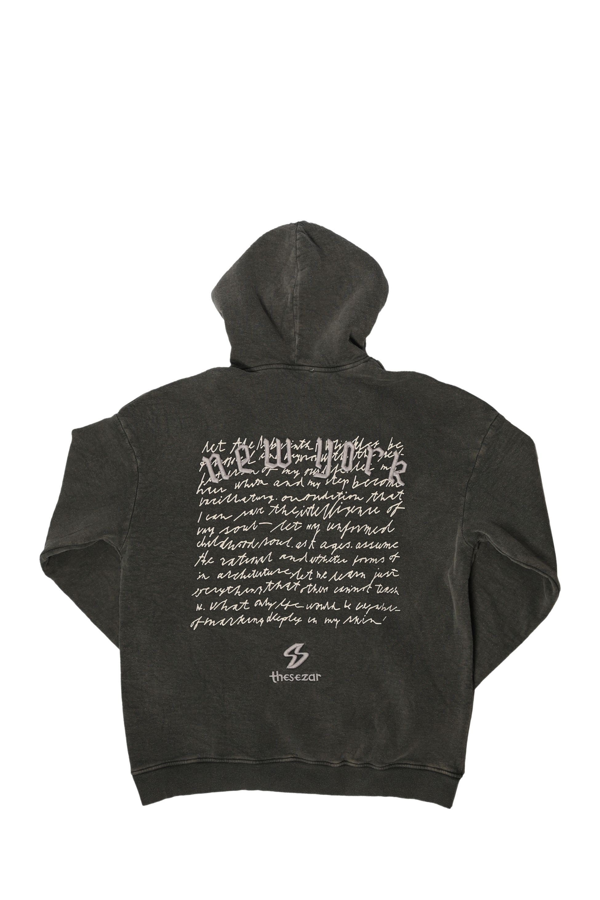 Bendigo Yıkamalı Şardonlu New York Hoodie Füme