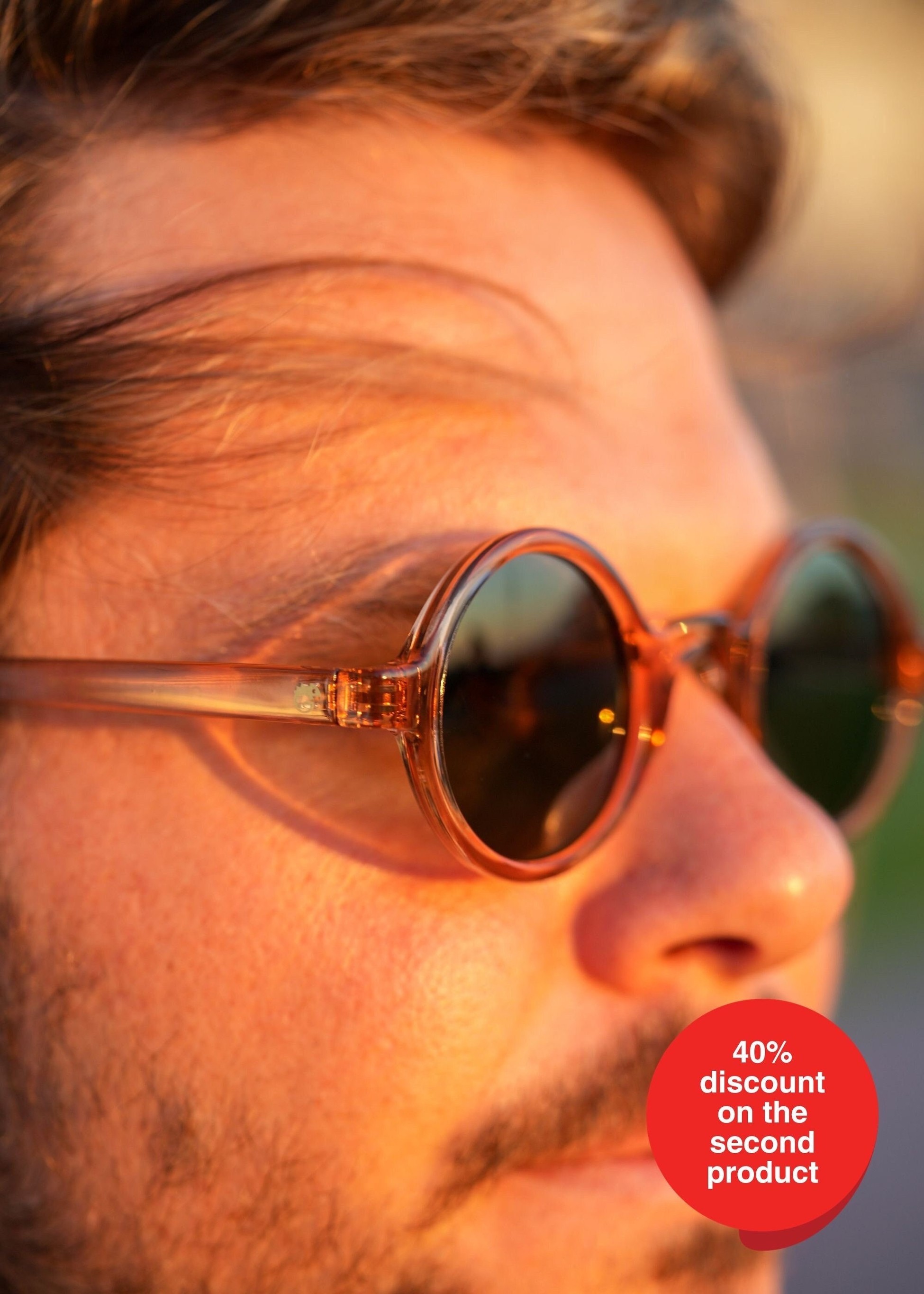 Vintage men round amber sunglasses, Small round sunglasses, 1940s sunglasses, Black hippie rounded sunglasses, Orange circle sunglasses