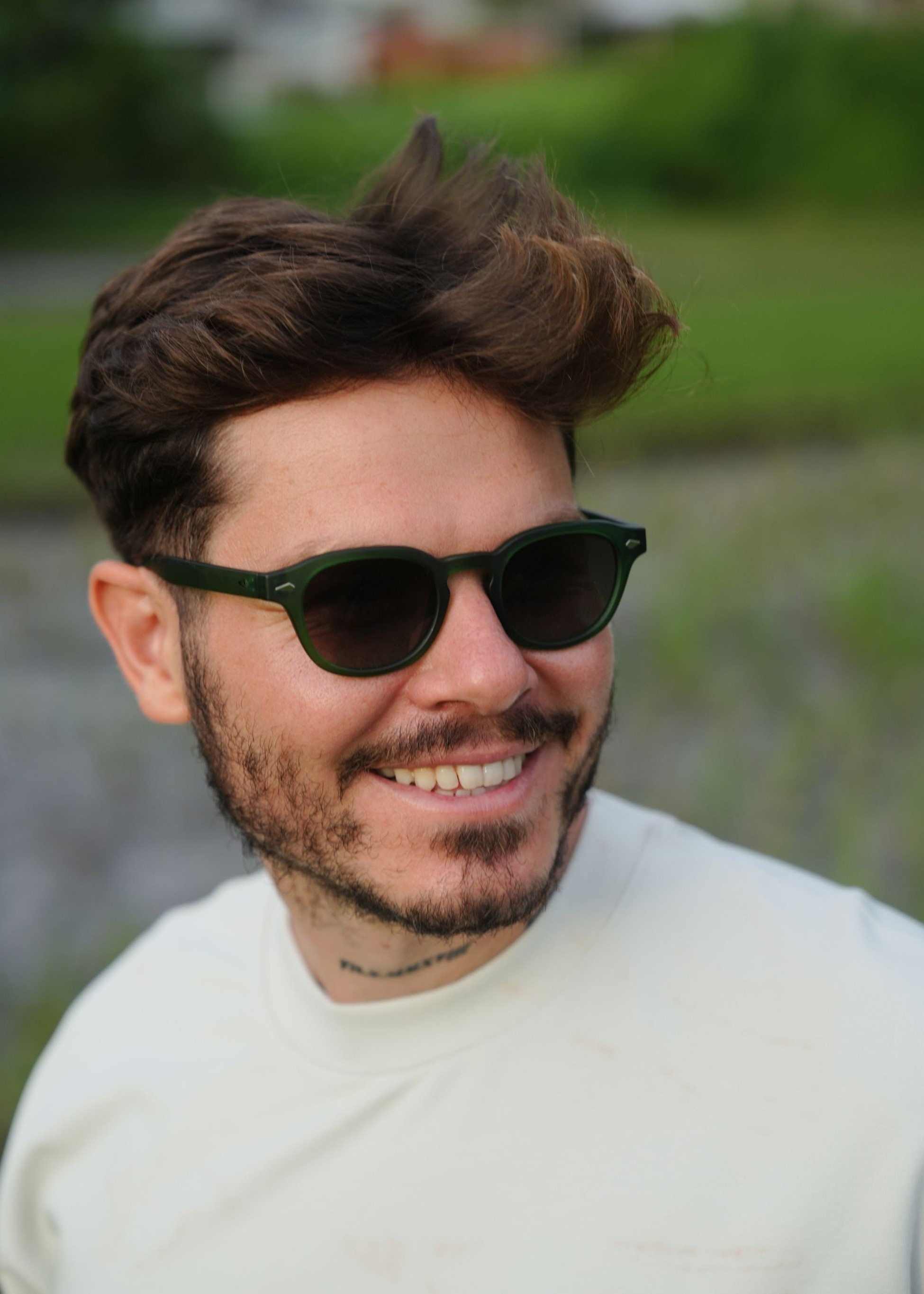Classic angular quality green sunglasses, Vintage bone frame sunglasses, Acetate men&#39;s sunglasses with polarized lenses Thesezaraccesories