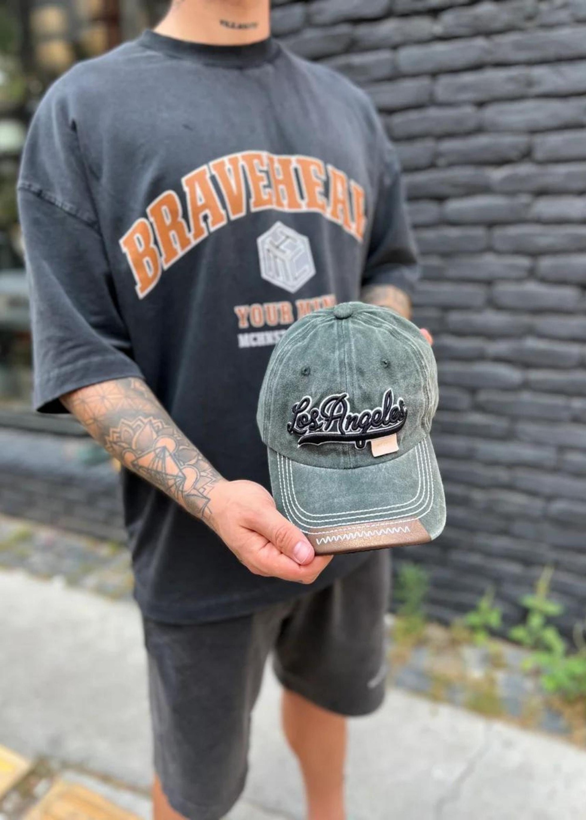 Los Angeles Basic Green Hat,Timeless Baseball Cap with Embroidery Legacy,Unisex Cotton Baseball Cap for Men and Women,Woman Leather hat