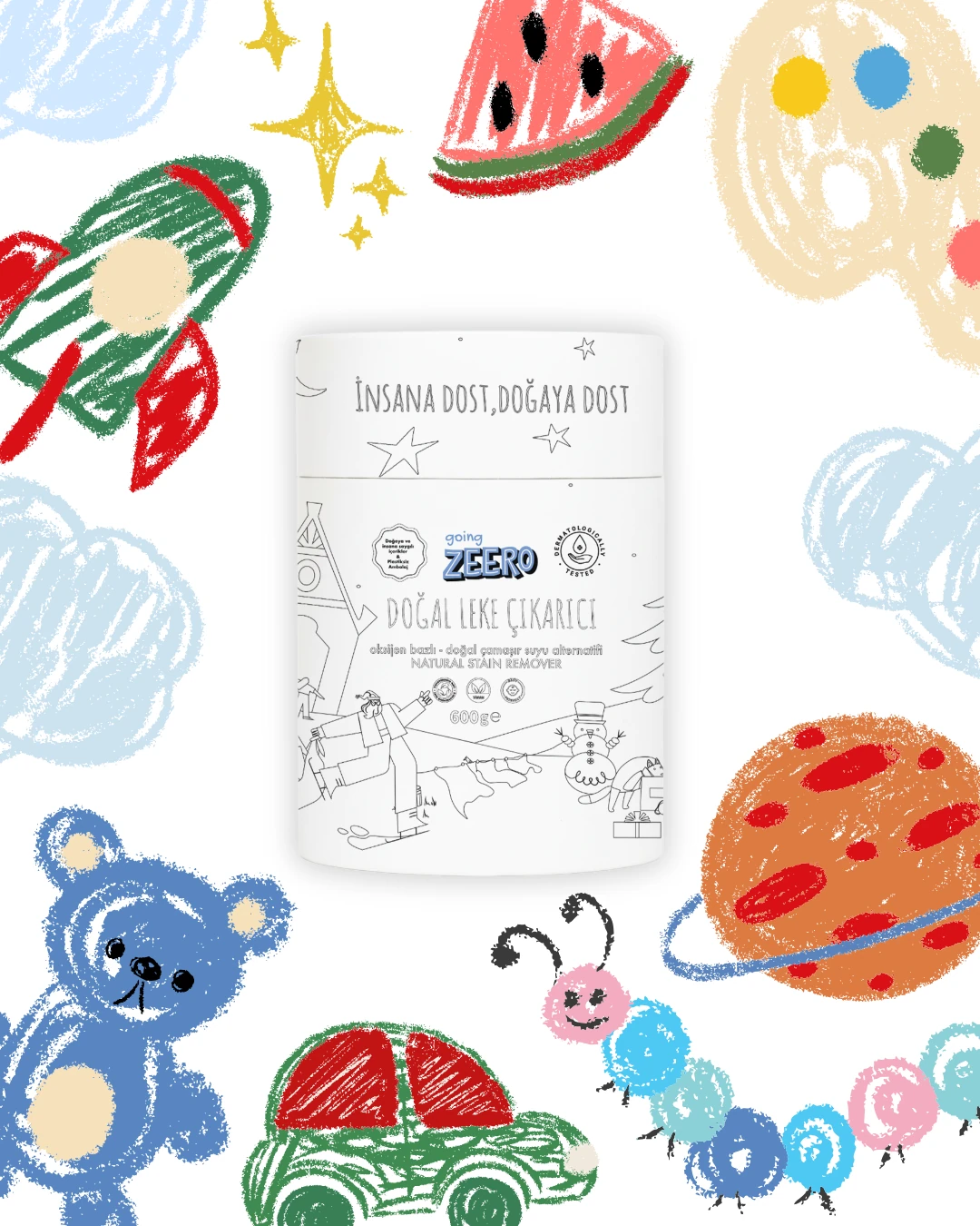 Oksijen Bazlı Doğal Leke Çıkarıcı - Boyama Yapılabilen Özel Ambalaj 