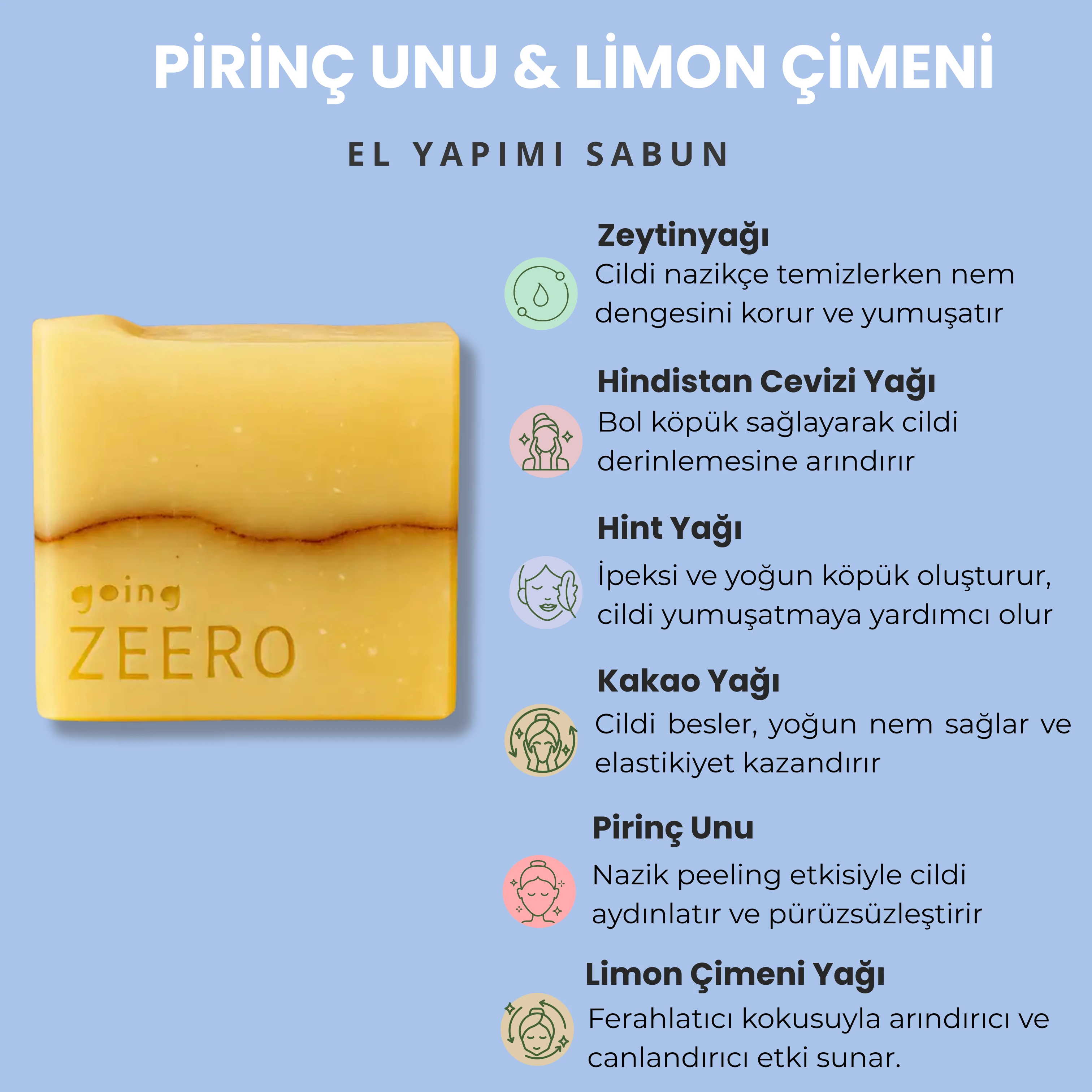 Doğal El ve Vücu Sabunu - Pirinç Unu & Limon Çimeni 