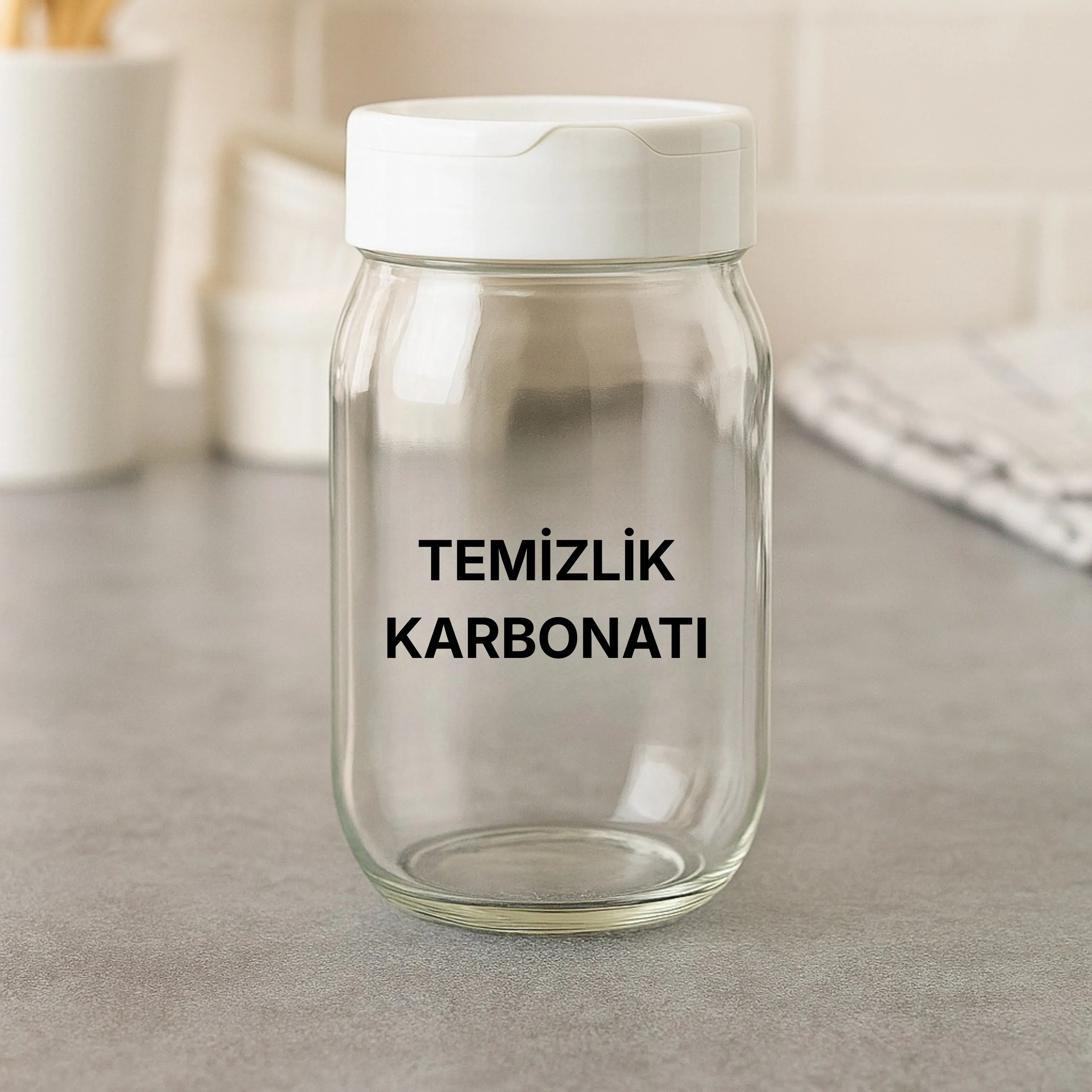 Temizlik Karbonatı için Cam Saklama Kavanozu