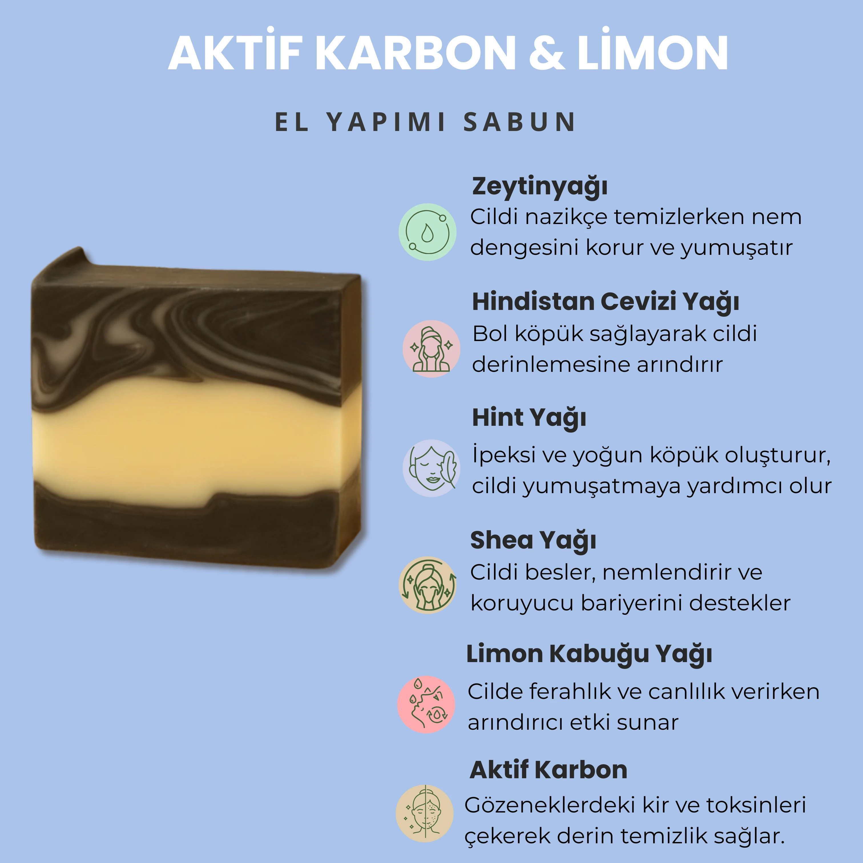 El Yapımı Sabun (Aktif Karbon & Limon)