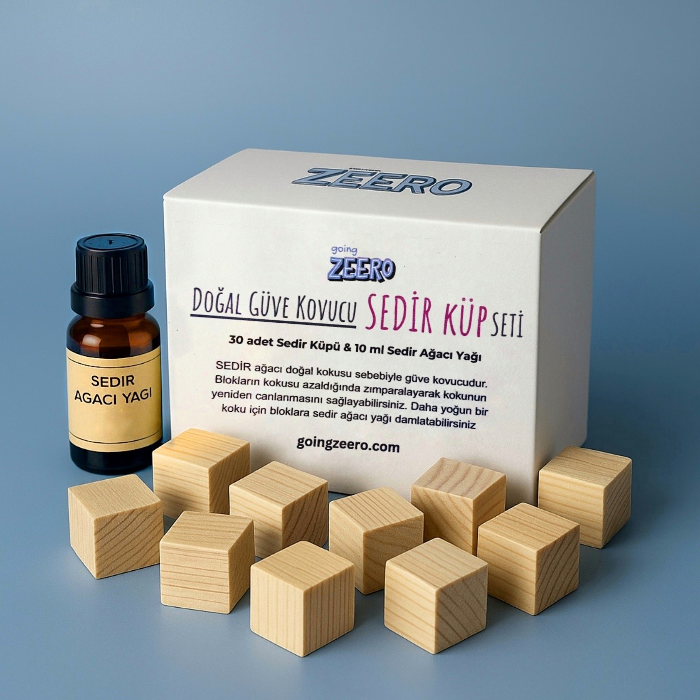 Doğal Güve Kovucu Sedir Küpler & Sedi Ağacı Yağı Seti - Doğal Naftalin Alternatifi