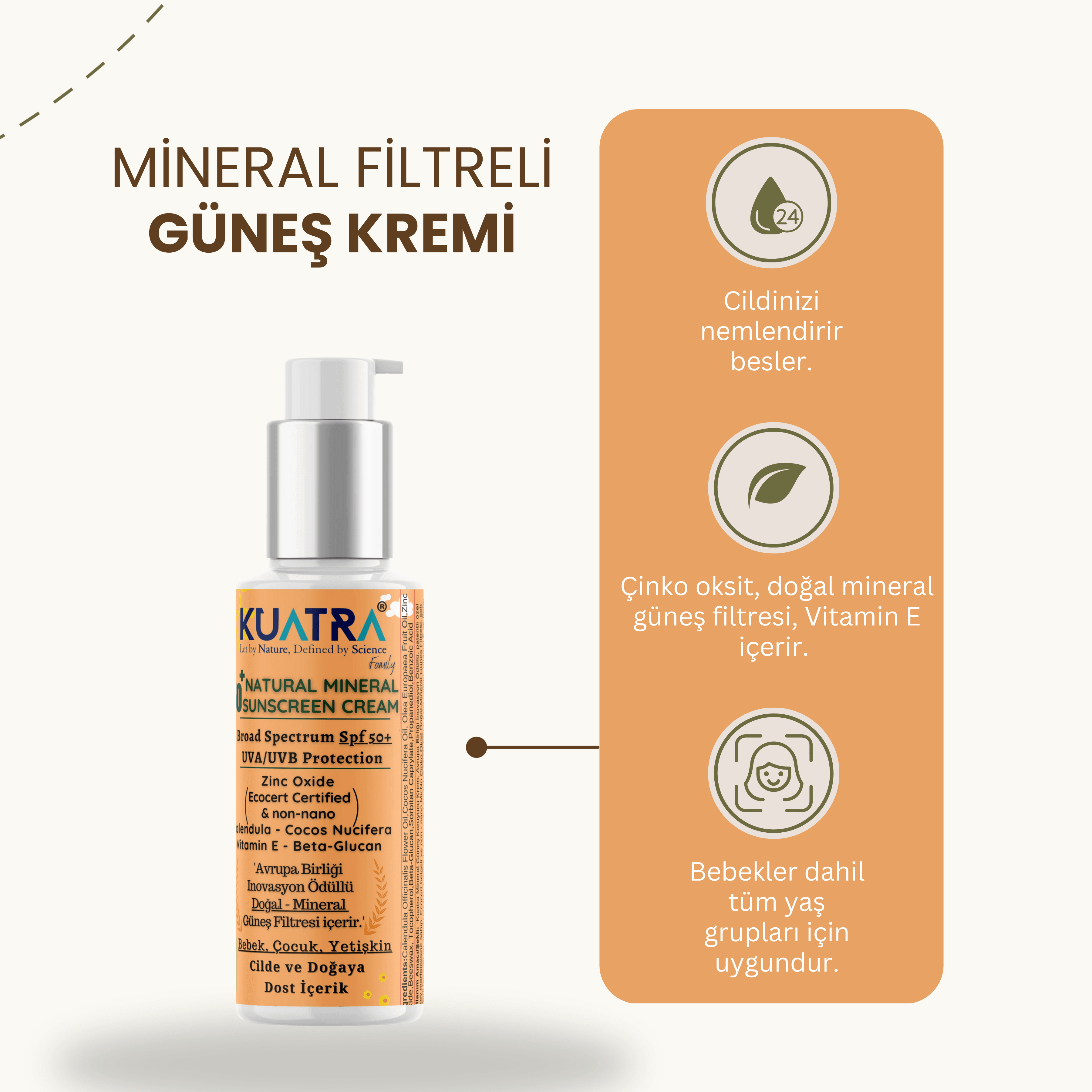 Doğal Mineral - Nemlendirici Güneş Koruyucu SPF 50+ 80 ml