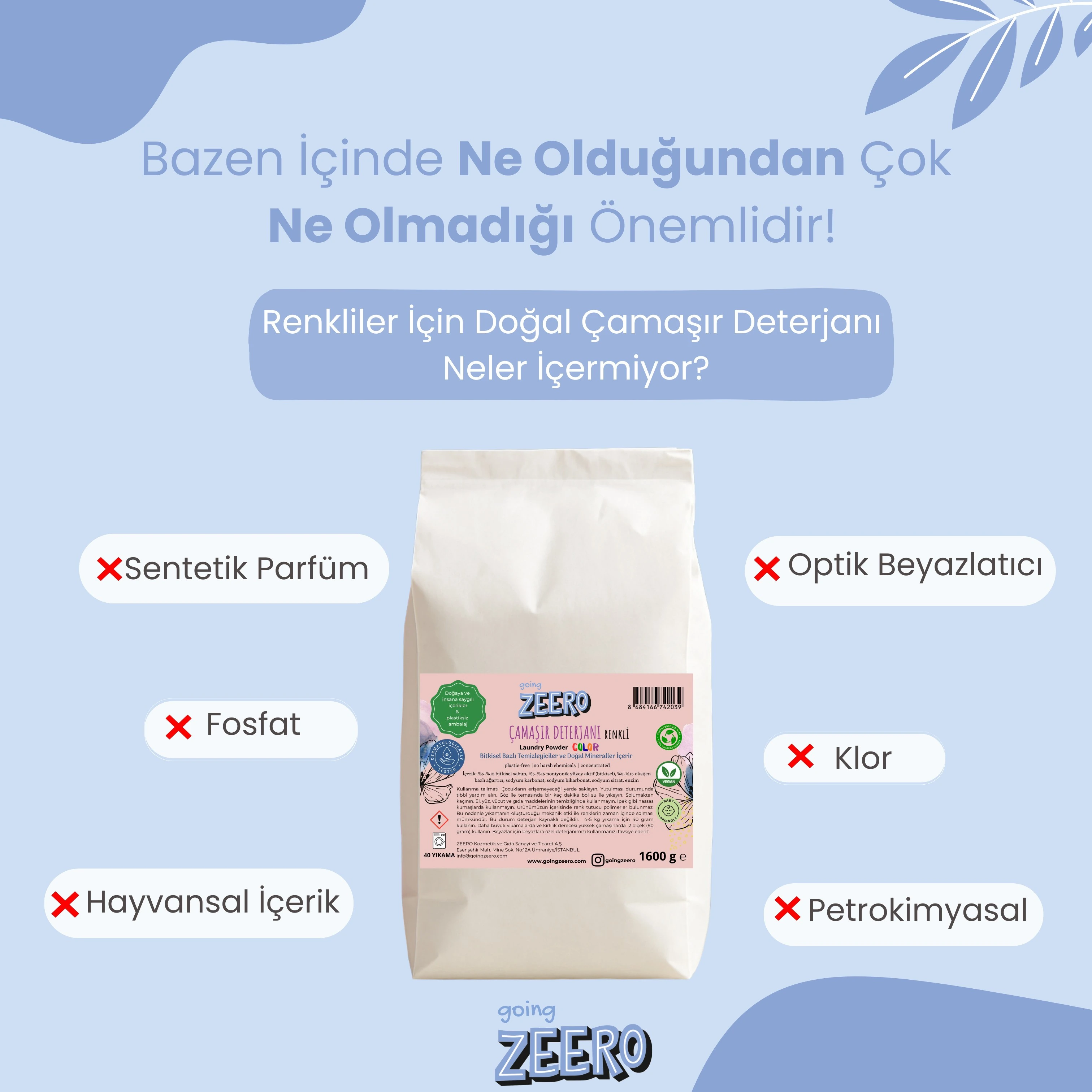 Renkli Çamaşırlar İçin Doğal Konsantre Çamaşır Deterjanı - Bitkisel & Mineral Kaynaklı - 3'lü Ekonomik Paket