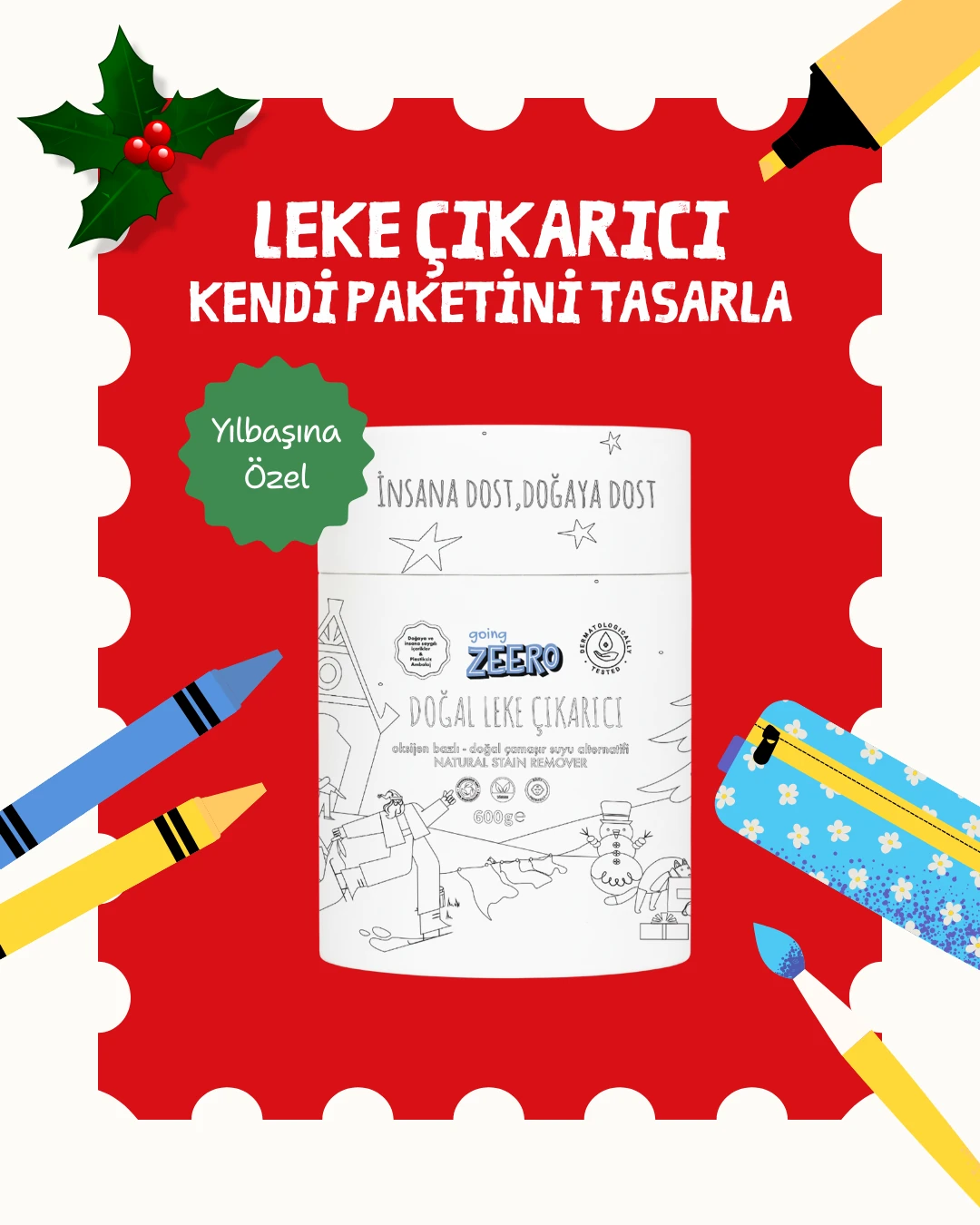 Oksijen Bazlı Doğal Leke Çıkarıcı - Boyama Yapılabilen Özel Ambalaj 
