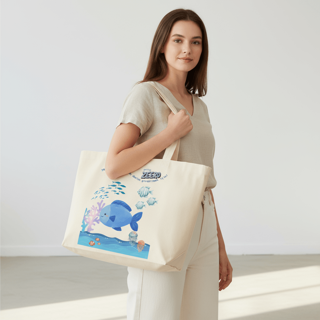 Going Zeero Deniz Baskılı Bez Çanta - Büyük Boy 