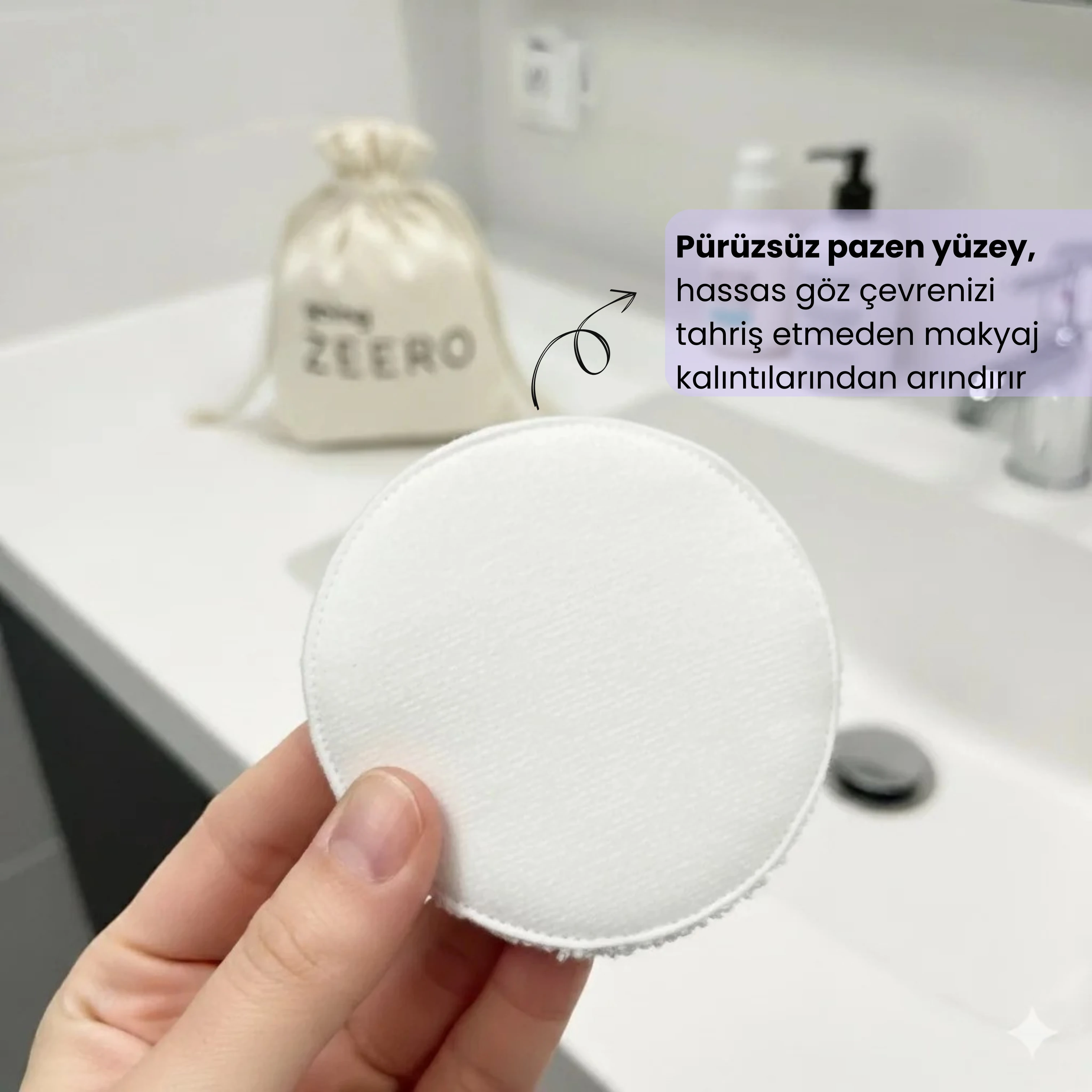 Yıkanabilir Makyaj Temizleme Pedi (%100 Pamuk 4'lü)