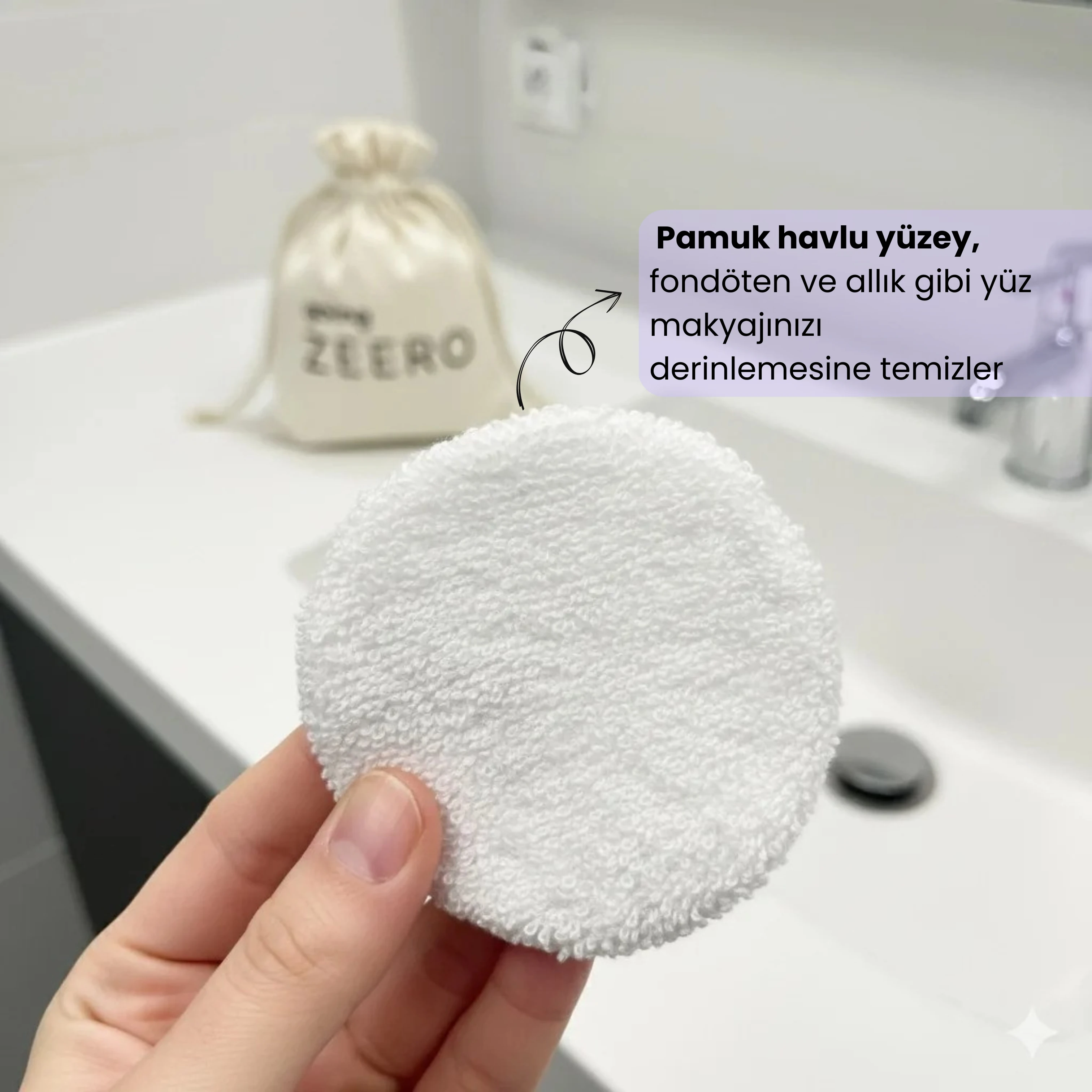 Yıkanabilir Makyaj Temizleme Pedi (%100 Pamuk 4'lü)