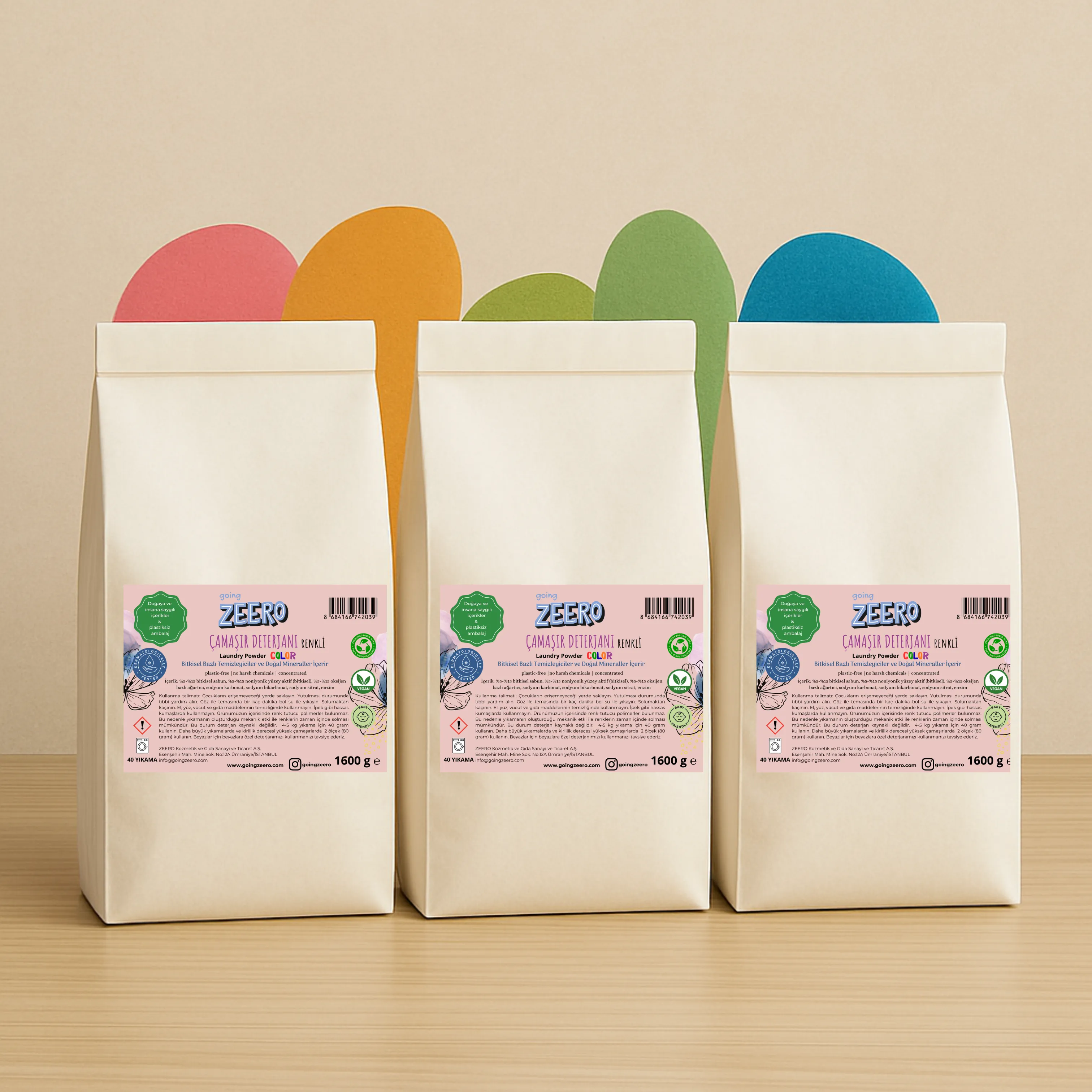 Renkli Çamaşırlar İçin Doğal Konsantre Çamaşır Deterjanı - Bitkisel & Mineral Kaynaklı - 3'lü Ekonomik Paket