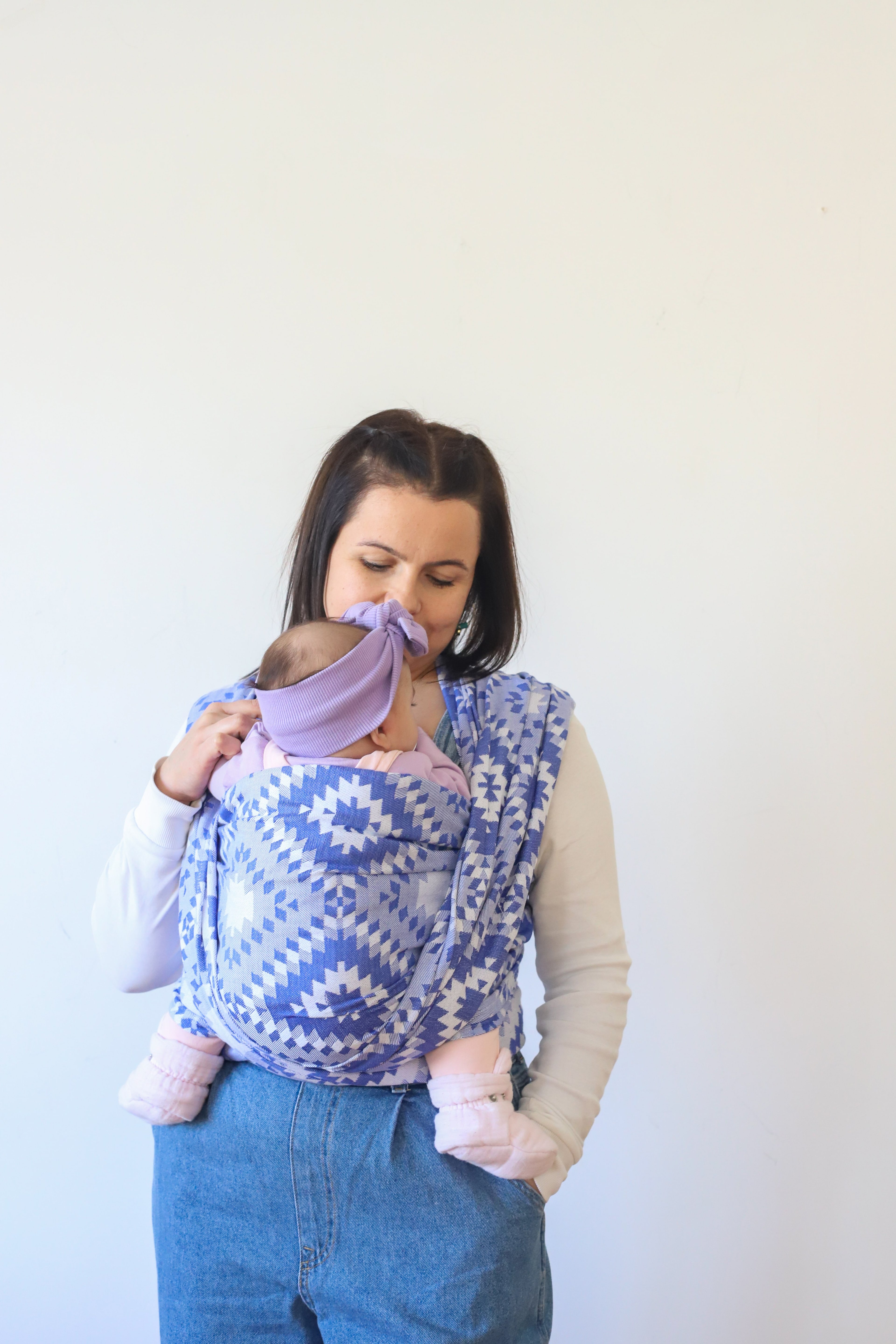 Dokuma Wrap Sling Cube Organik Pamuk Ve Bambu Anakucağı - Mavi