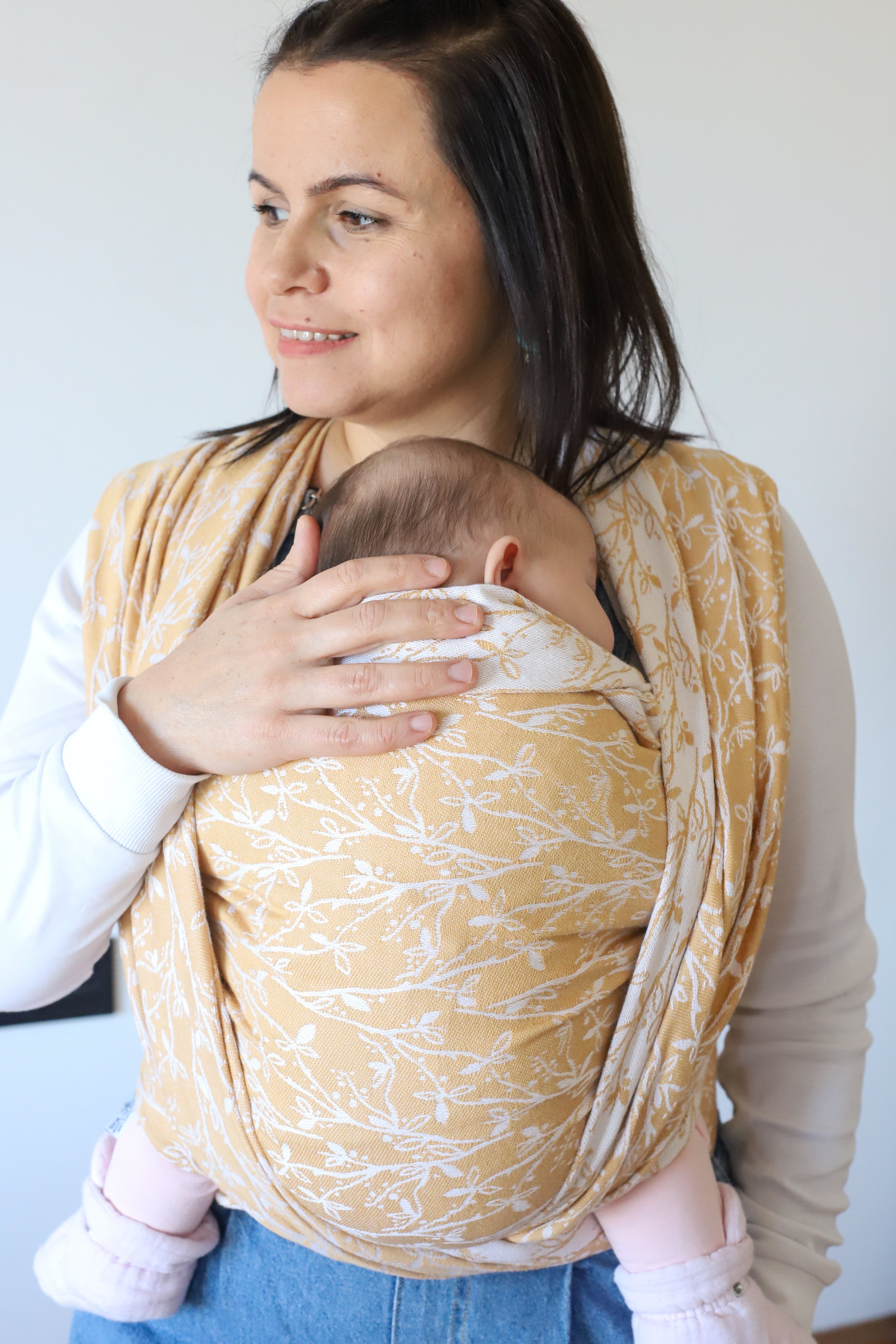 Dokuma Wrap Sling Bahar Dalı Organik Pamuk Anakucağı - Hardal
