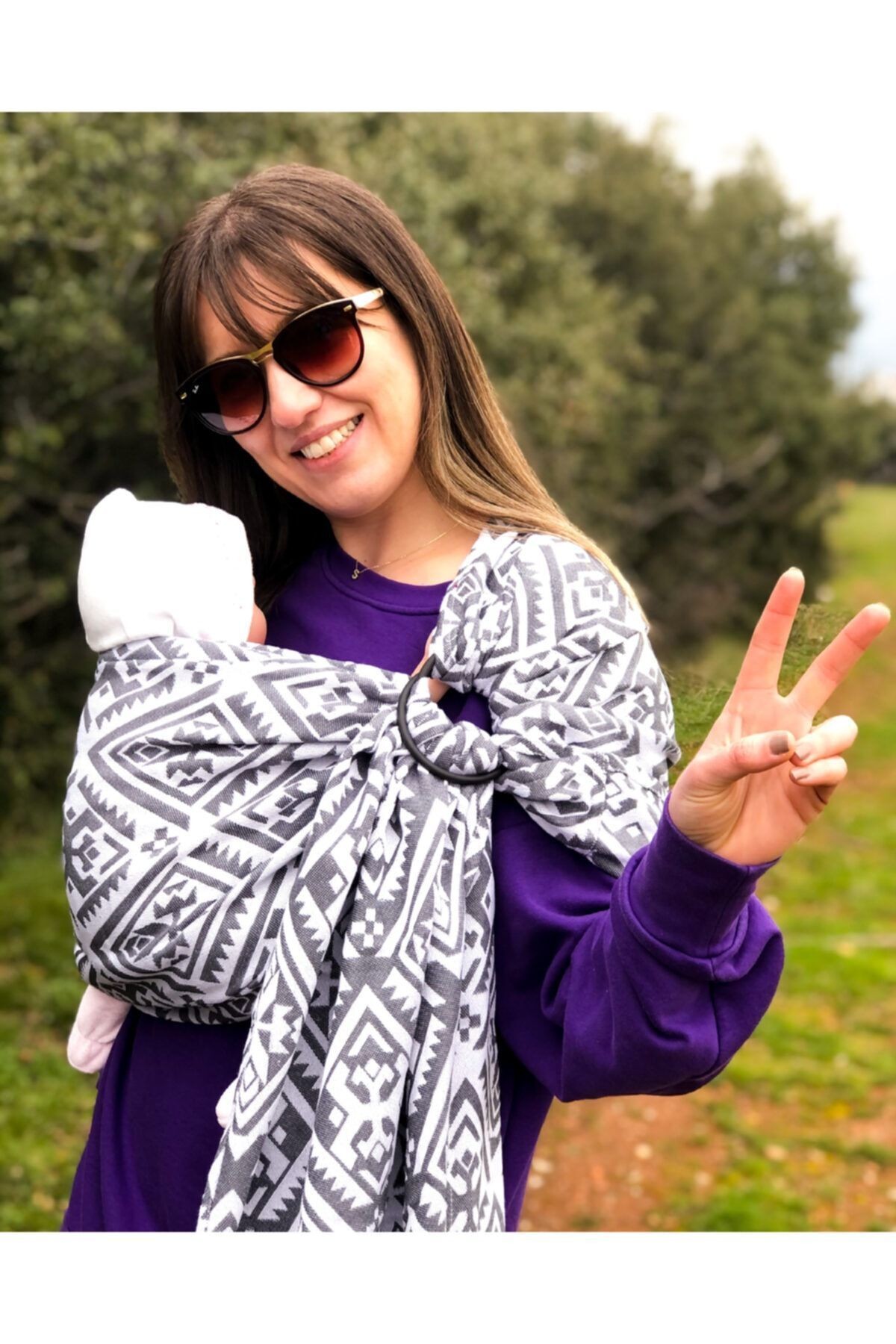 Halka Sling Ethnic Gri Organik Pamuk Anakucağı