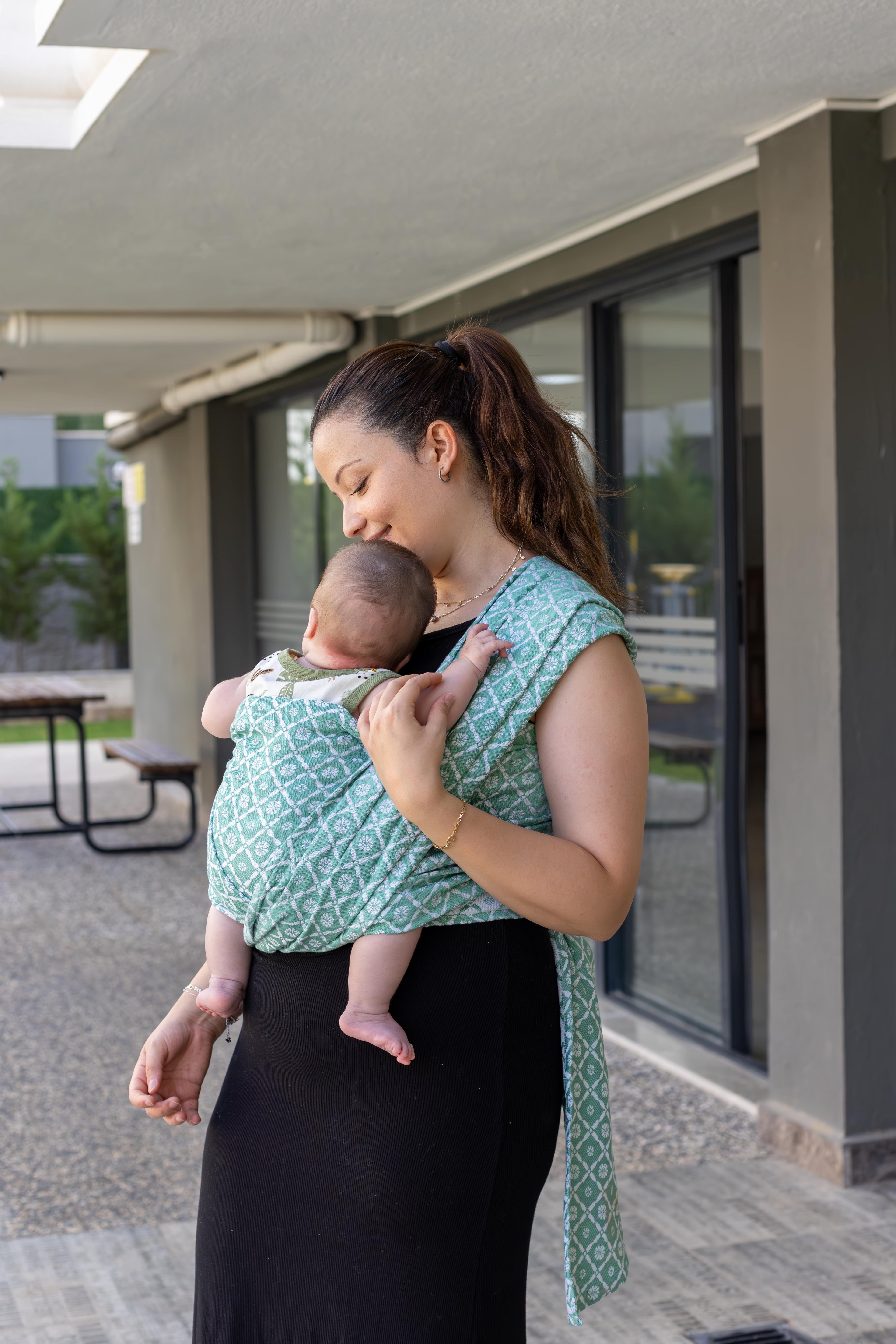 Dokuma Wrap Sling Papatya Organik Pamuk Ve Bambu Anakucağı - Mint Yeşil