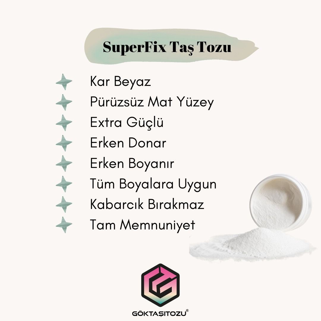 SUPERFIX TAŞ TOZU HOBİ HARCI OBJE MUMLUK HEYKEL SAKSI TEPSİ YAPIMI İÇİN KAR BEYAZ DÖKÜM TOZU 5 KG