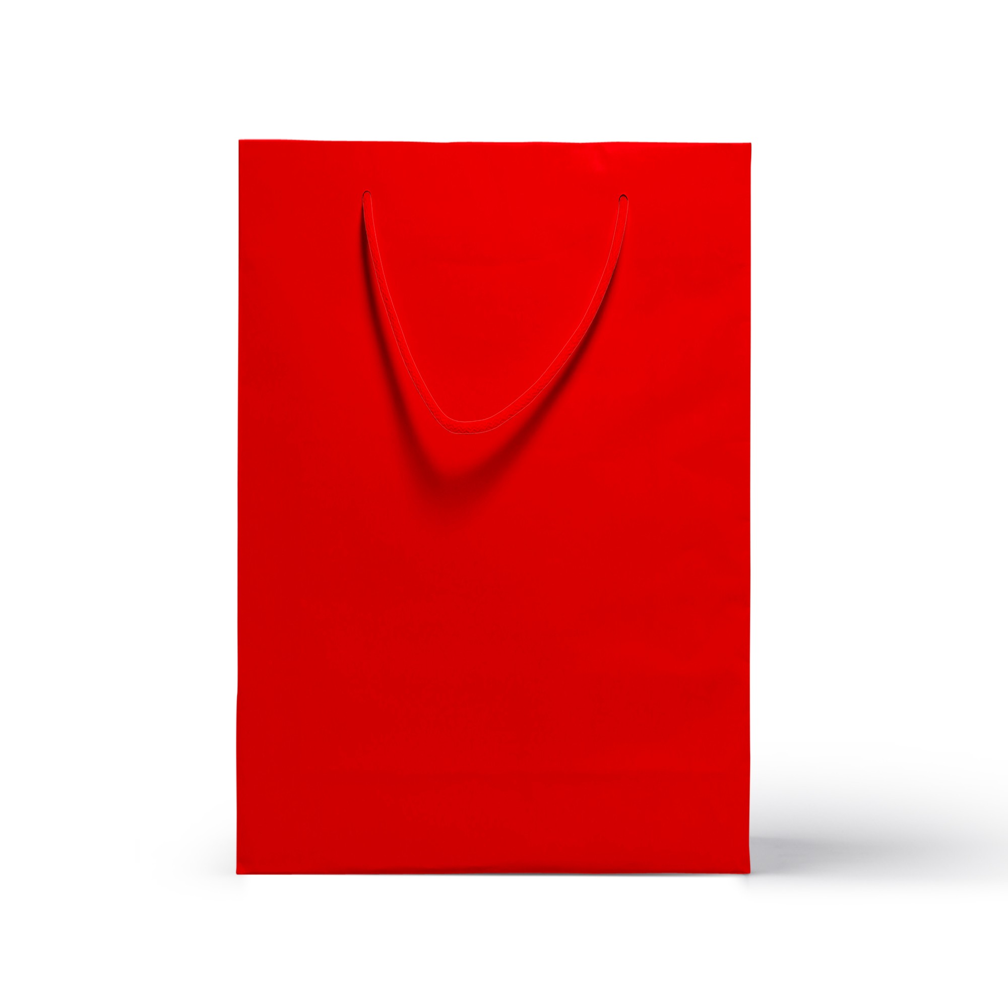 Renkli İpli Karton Çanta - Kırmızı 36cm x 25cm x 9cm - 100 Adet