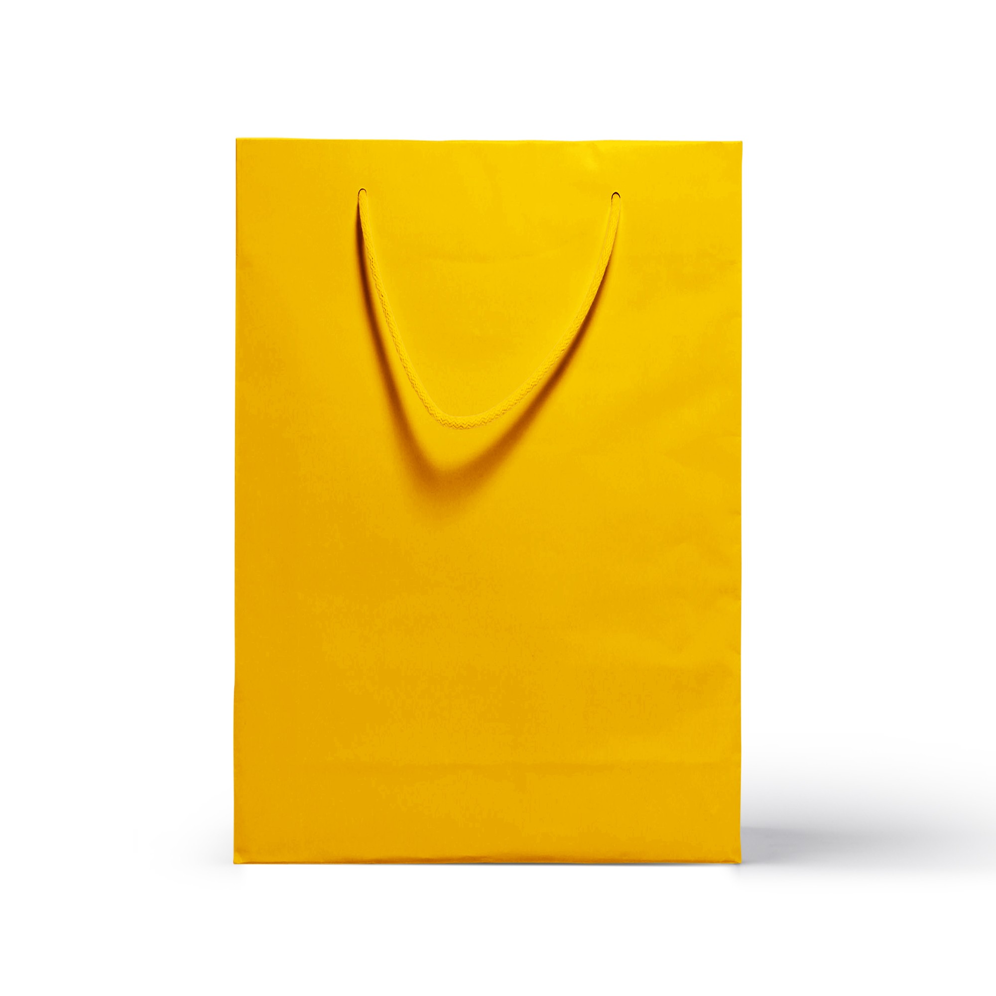 Renkli İpli Karton Çanta - Sarı 36cm x 25cm 9cm - 100 Adet
