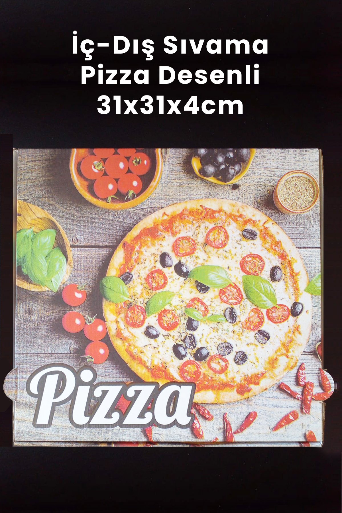 İç Dış Sıvama Kraft İhraç Fazlası Pizza Kutuları (Sert Gramajlı) - 100 Adet 31x31x4cm