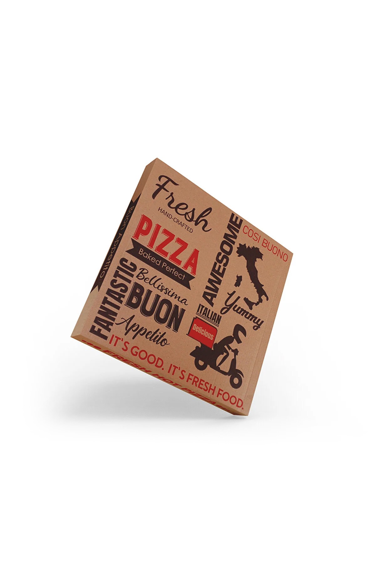 Baskılı Pizza Kutusu (Büyük Boy) - 36x36x4 kahverengi 20 adet