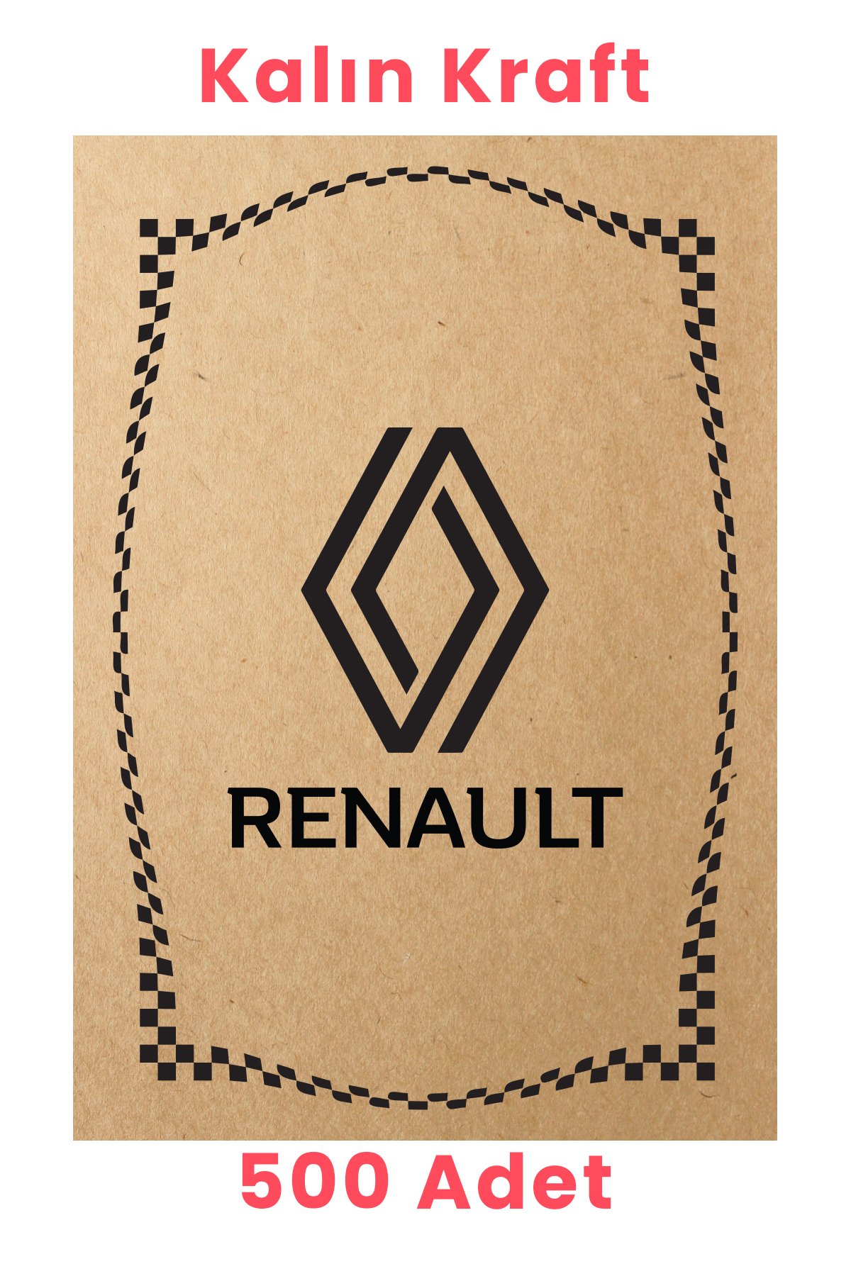 500 Adet Baskılı Kağıt Kraft Oto Paspas Kağıdı 120g - 35x50cm  - Renault Logo Desenli