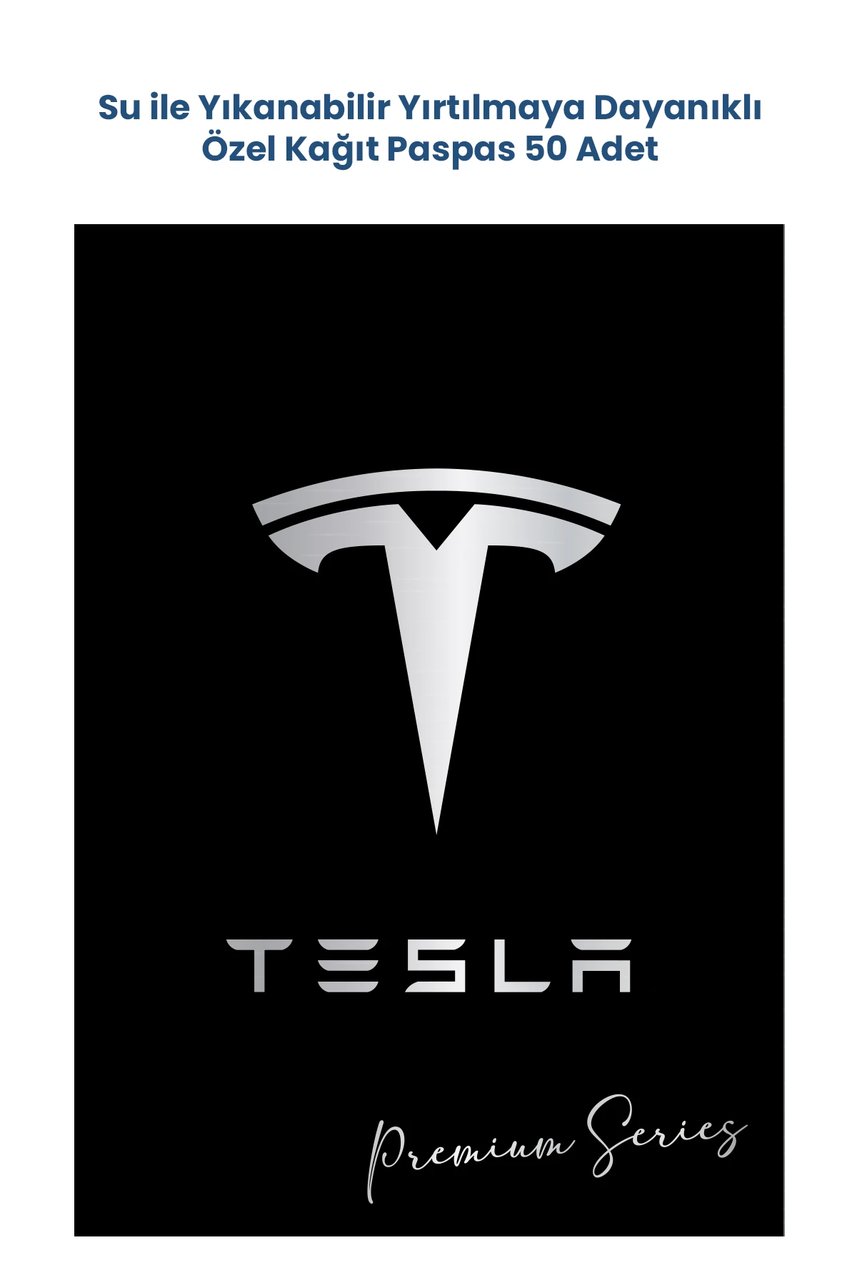 Özel Yıkanabilir Lateks Kağıt Paspas 250 Adet Siyah 35x50cm - Tesla Logolu