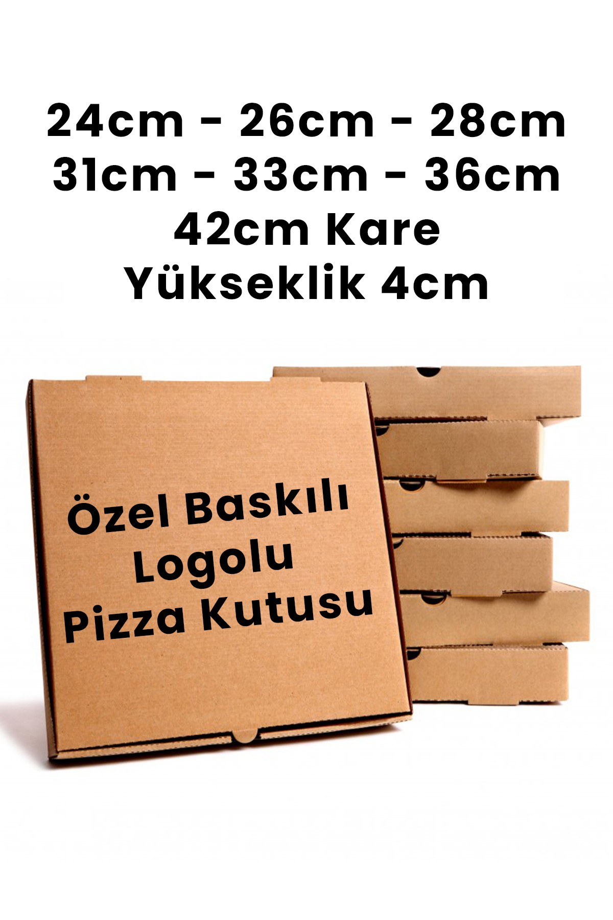 Özel Firma Logo Baskılı Kraft Pizza Kutusu - 24x24x4cm 5000 Adet Özel Baskılı