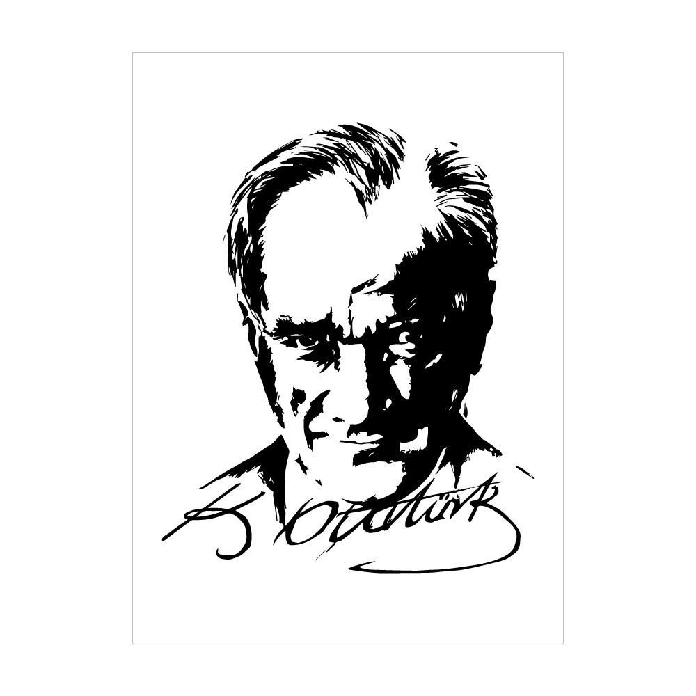 Atatürk Temalı Şeffaf Etiketler - Atatürk Portre İmzalı 24 Adet 16cm x 22cm