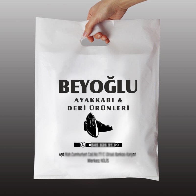 Özel Firma Baskılı Alışveriş Naylon Poşeti 200KG - El Geçmeli Takviyeli Alışveriş Poşeti