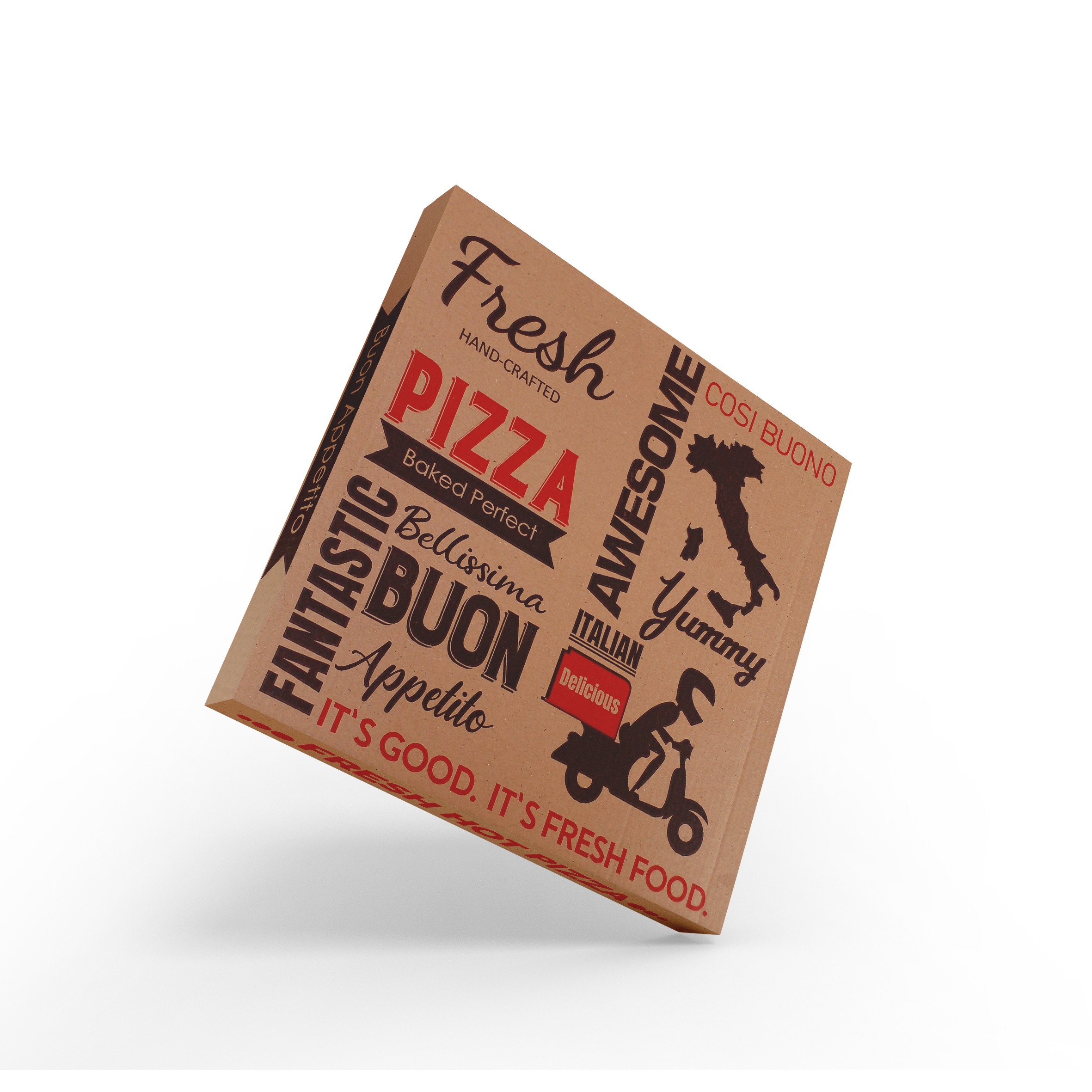 Baskılı Pizza Kutusu (Ölçü Seçilebilir) 25 Adet - 24x24x4cm - 25 Adet