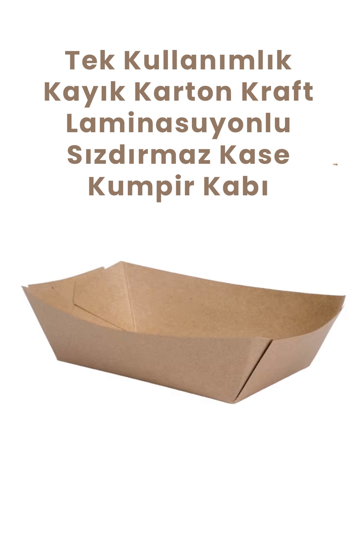 Kraft Kayık Karton Kase İç Laminasyonlu Sızdırmaz - 50 Adet - 14x10x3,5cm