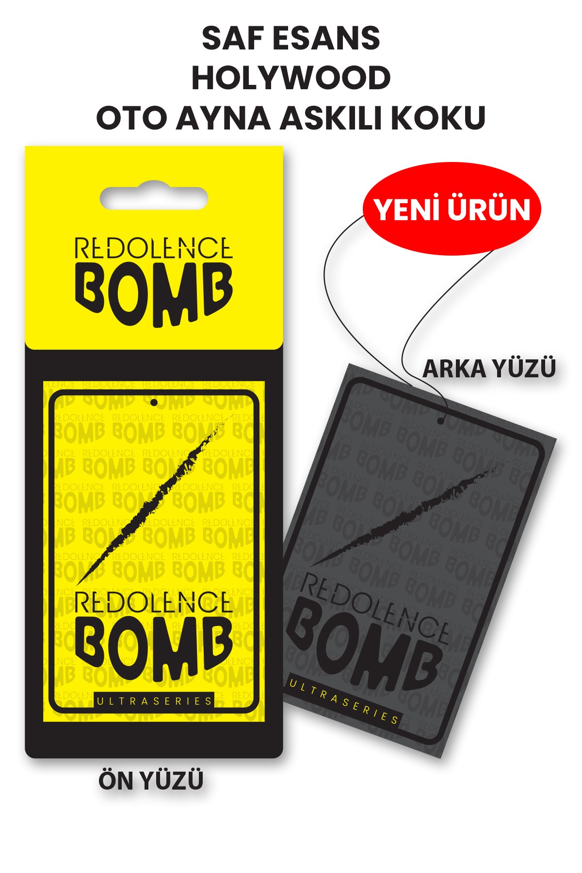 İp Askılı Ayna Oto Kokusu 6,5cm X 10cm Kalın Karton - Holywood Koku 10 Adet
