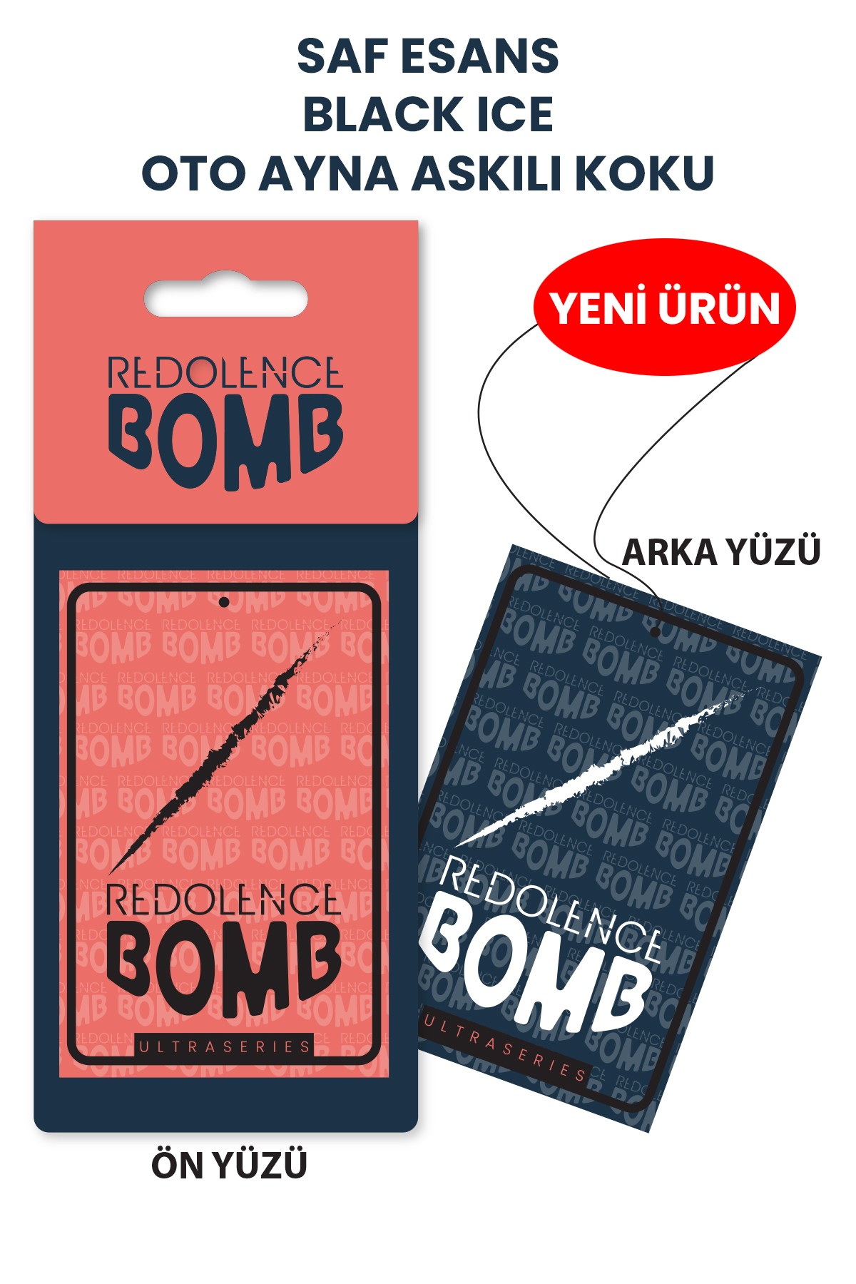 İp Askılı Ayna Oto Kokusu 6,5cm X 10cm Kalın Karton - Black Ice Koku 10 Adet