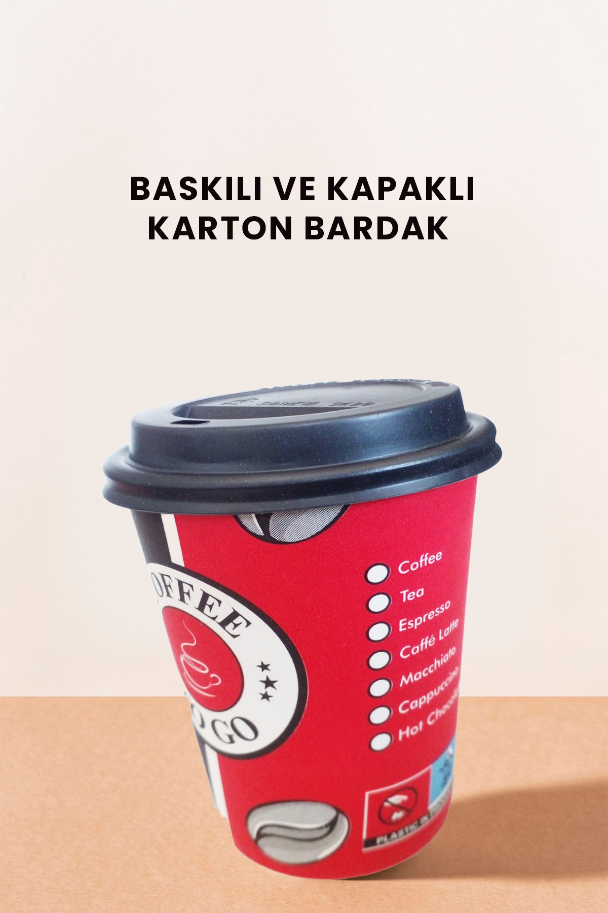 Tek Kullanımlık Karton Standart Bardak Modelleri - 20 Adet - 12Oz Kapaklı Baskılı  Bardak