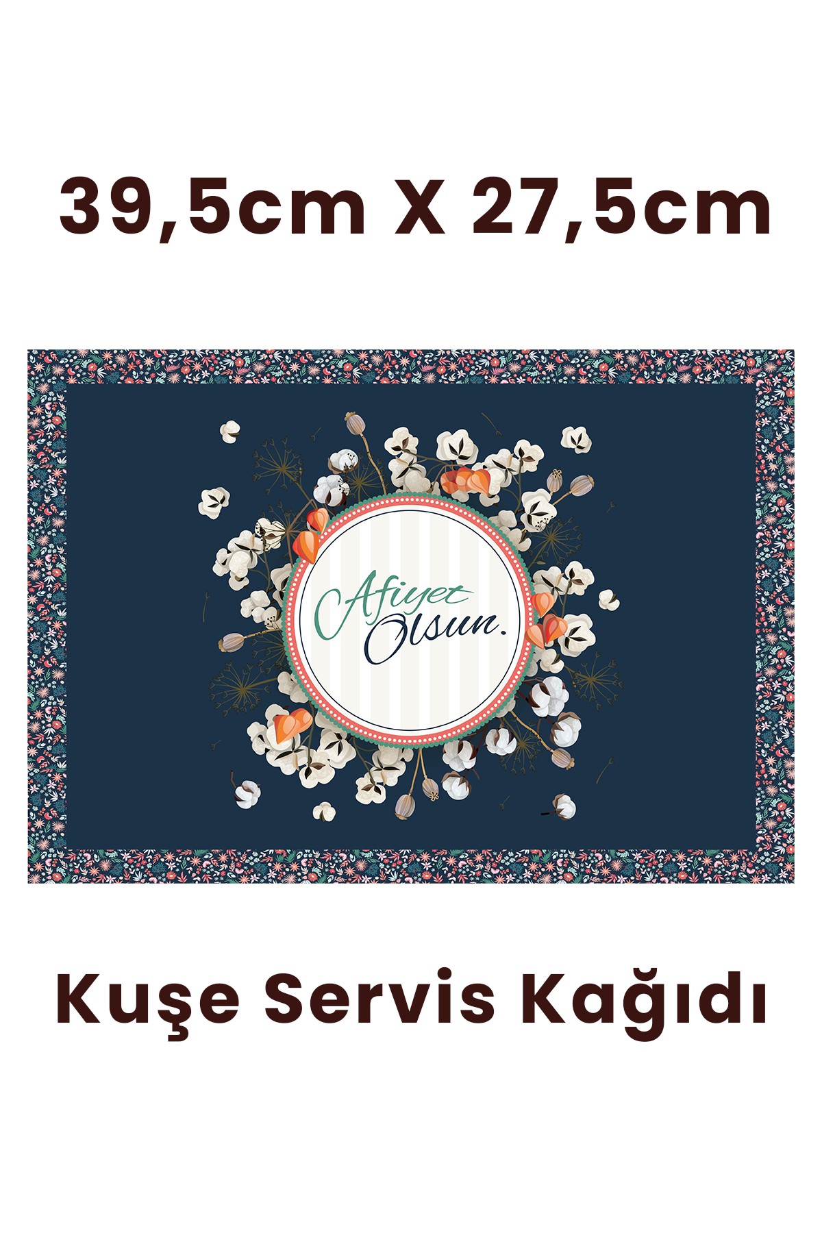 Çiçekli Desen Kuşe Amerikan Servis Kağıdı 39,5X27,5cm - 100 Adet Amerikan Servis Kağıdı