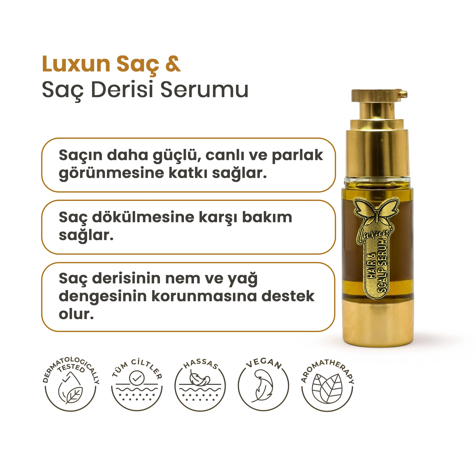Luxun Saç ve Saç Derisi Serumu şişesi