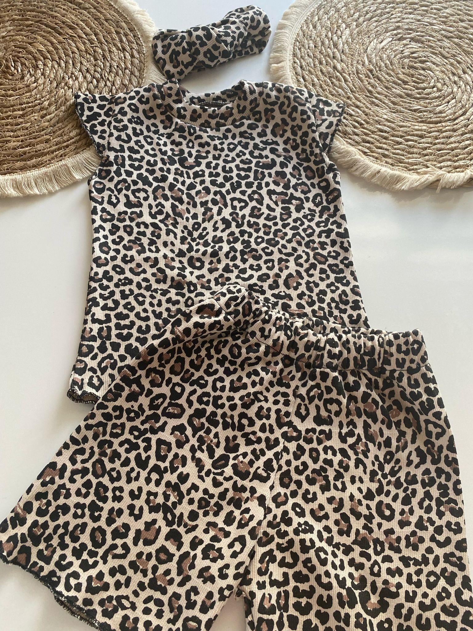 Kız Çocuk leopar bandanalı 3 lü takım
